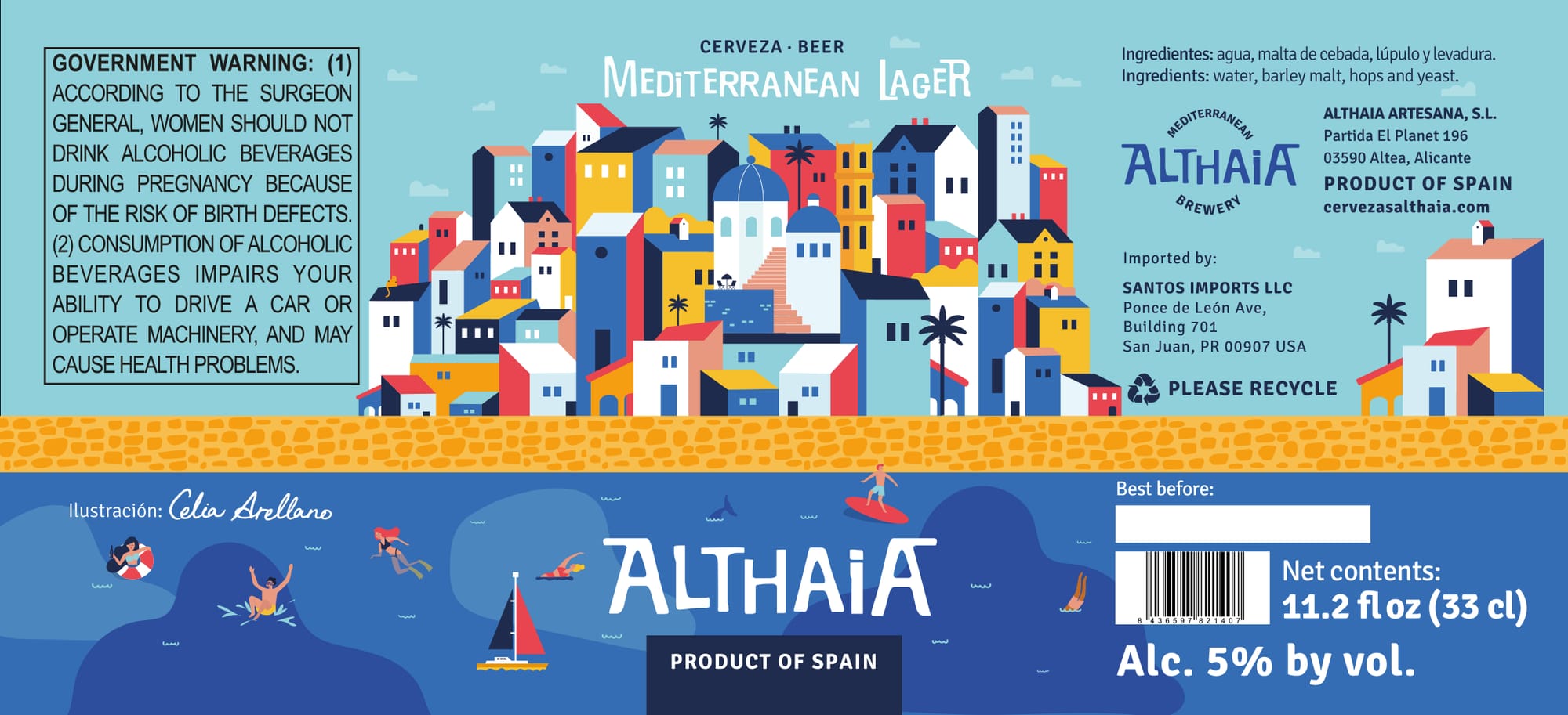 Althaia Mediterranean Lager by Althaia Artesana - beer label