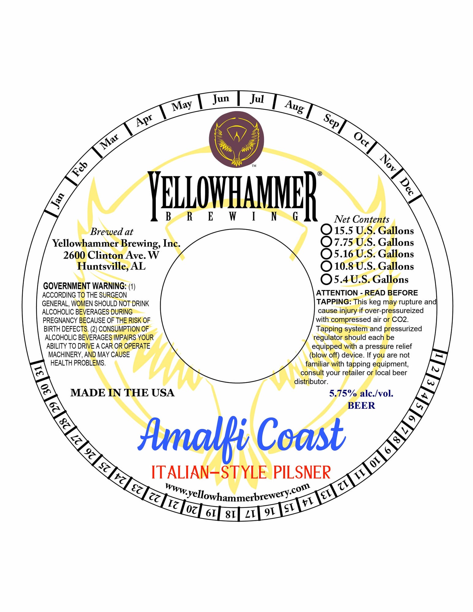 Amalfi Coast by Yellowhammer Brewing - beer label