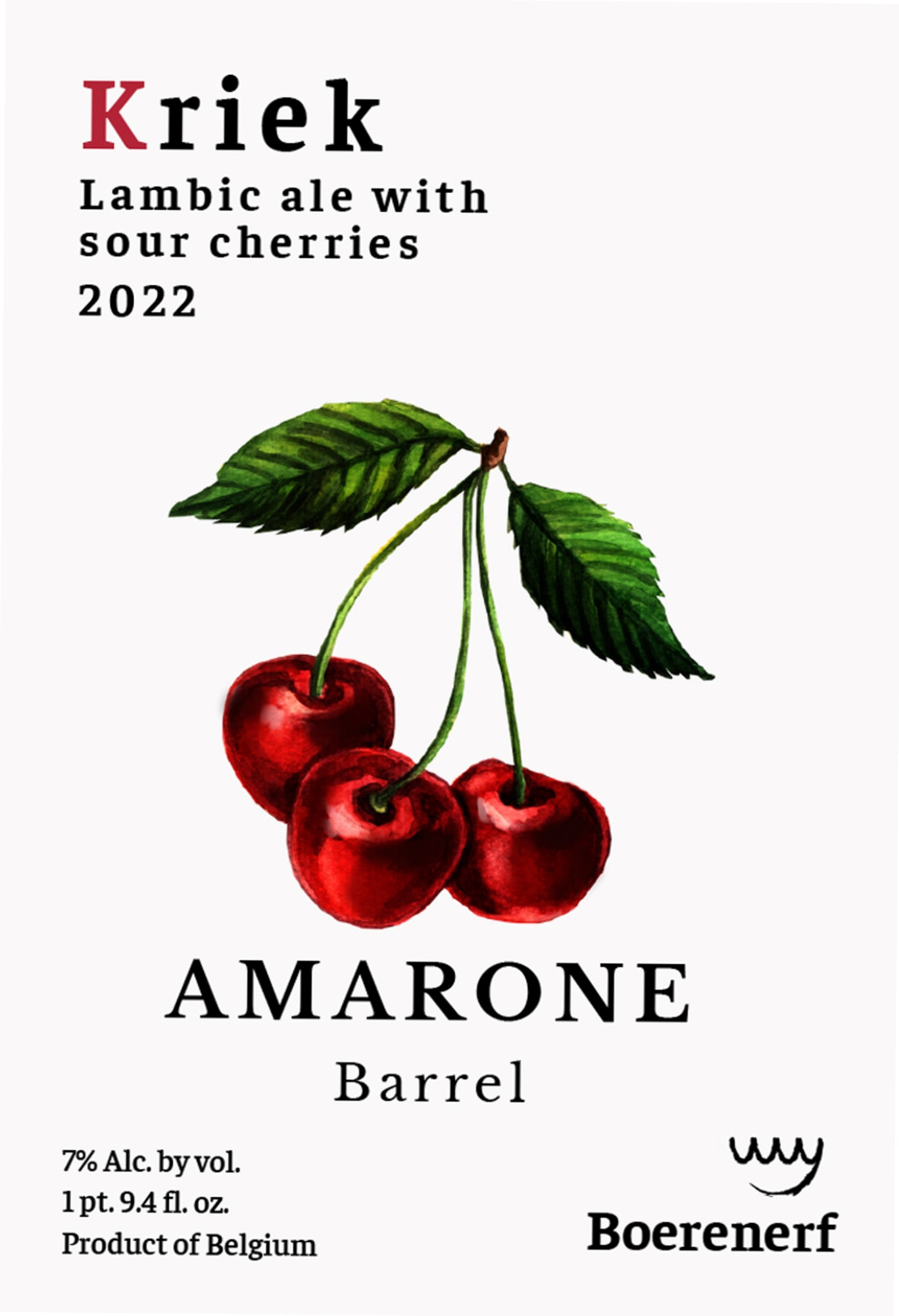 Amarone Barrel Kriek by Boereneref - beer label