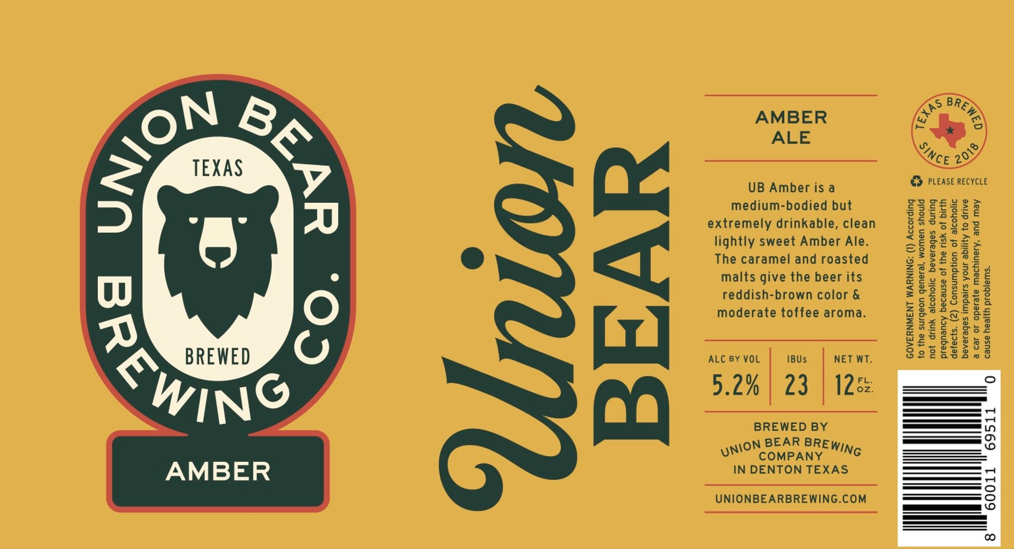 Amber Ale by Union Bear Brewing - beer label