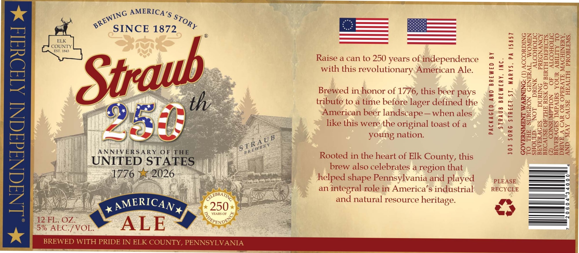 American Ale by Straub Brewery - beer label