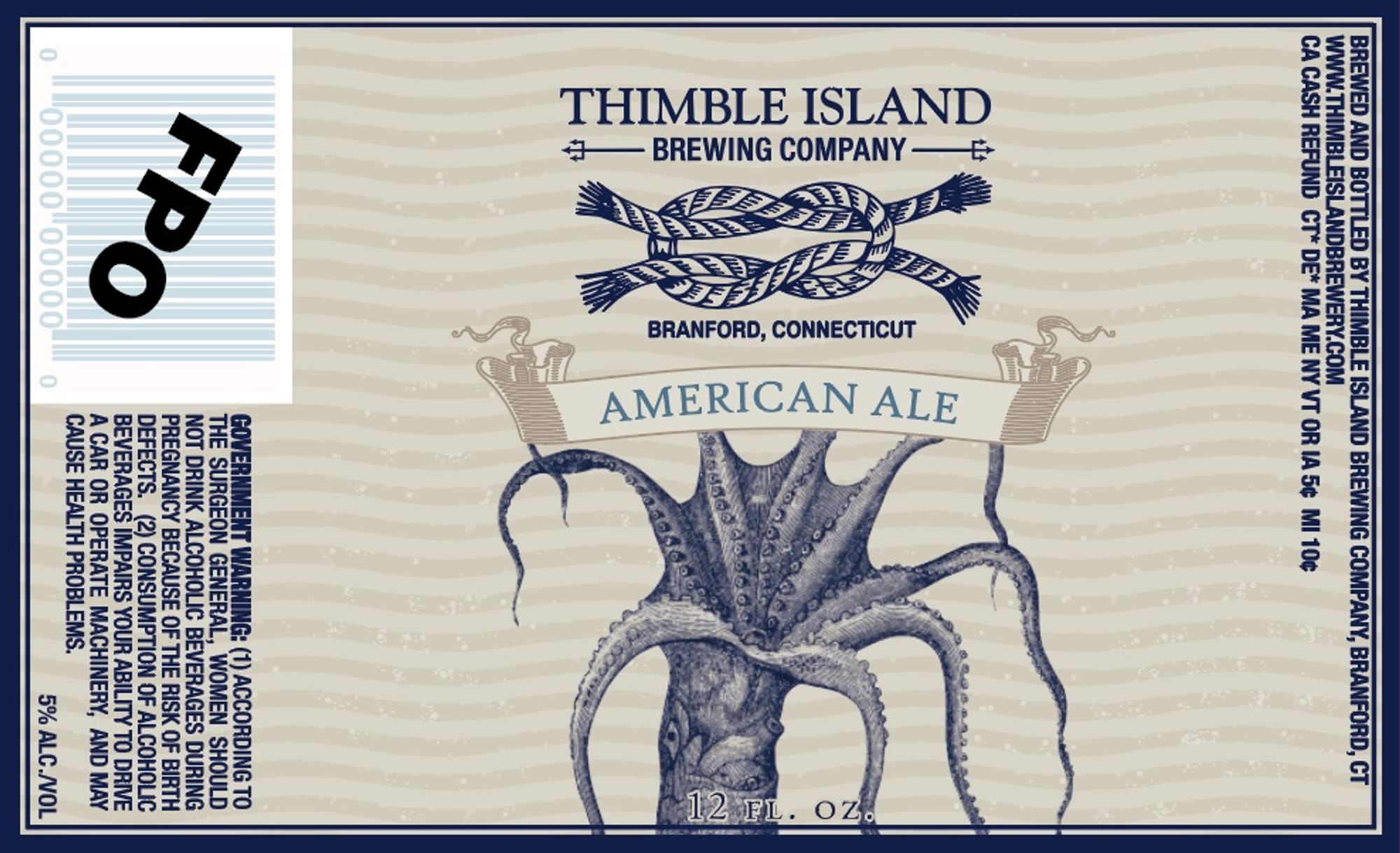 American Ale by Thimble Island Brewing Company - beer label