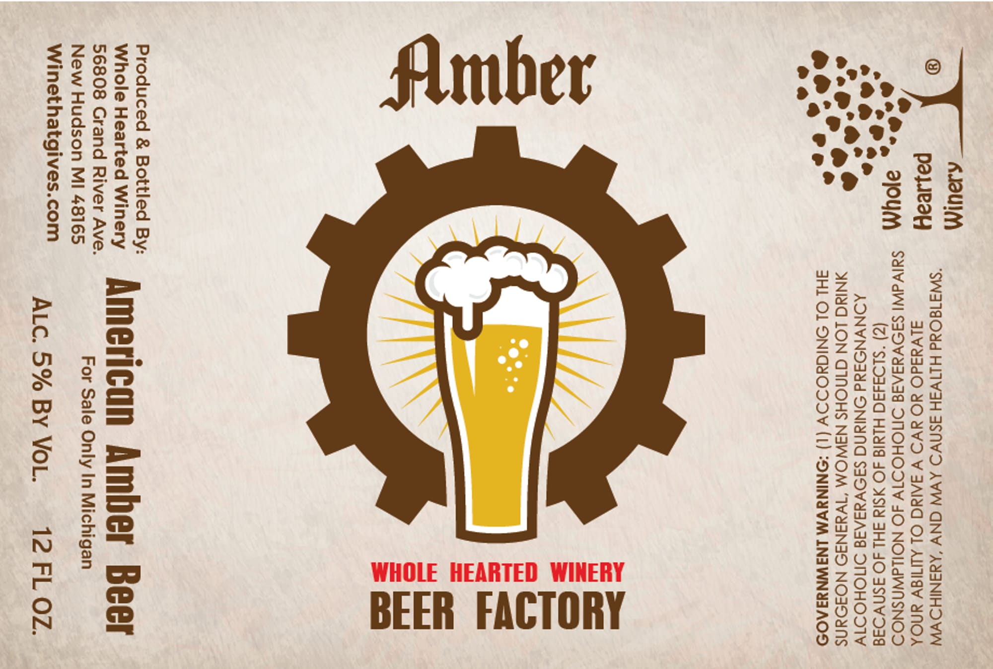 American Amber by Whole Hearted Winery - beer label