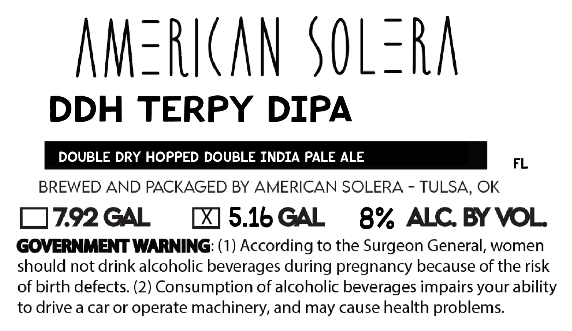 Terpy DIPA by American Solera - beer label