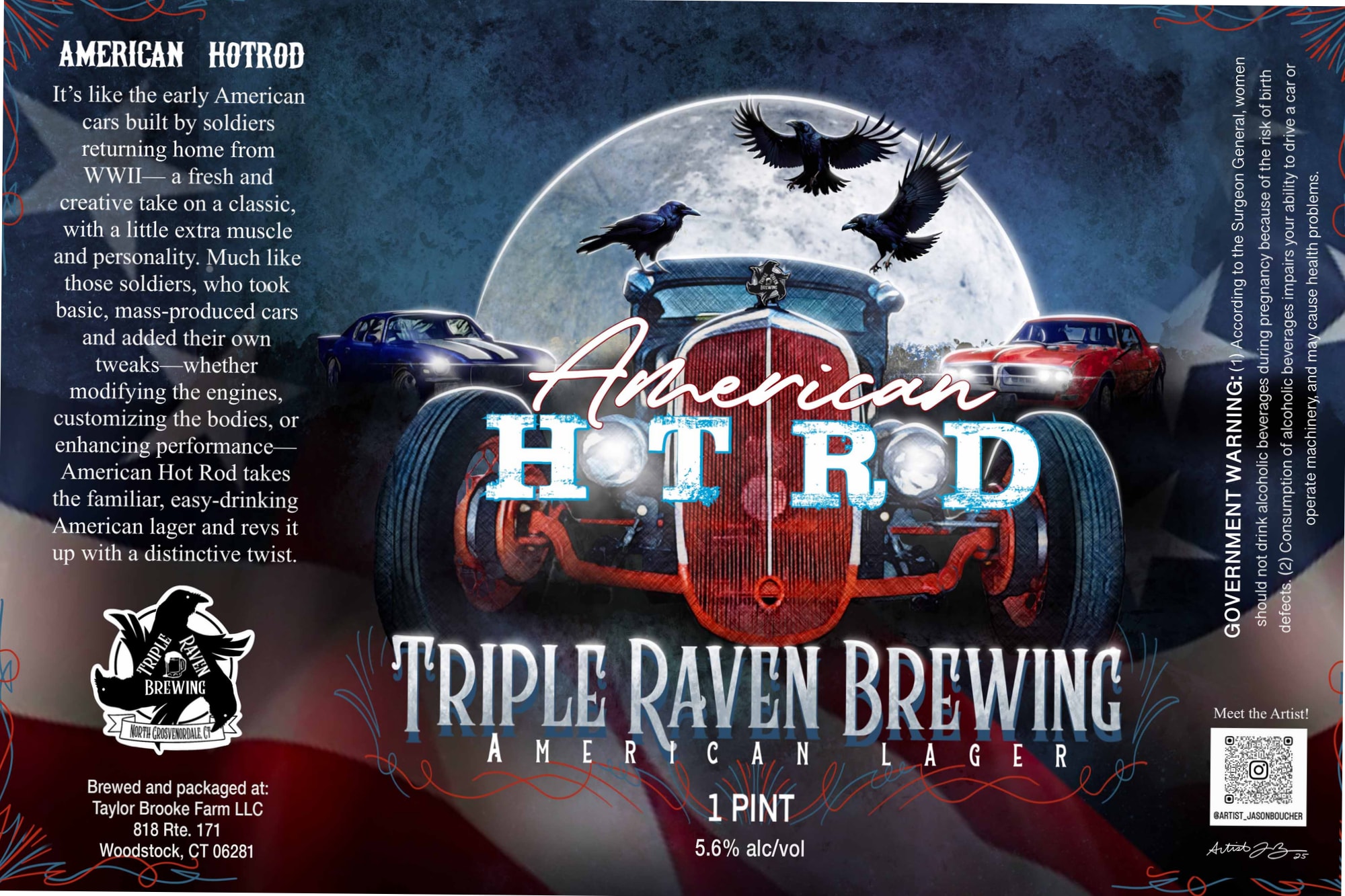 American Hot Rod by Triple Raven Brewing - beer label
