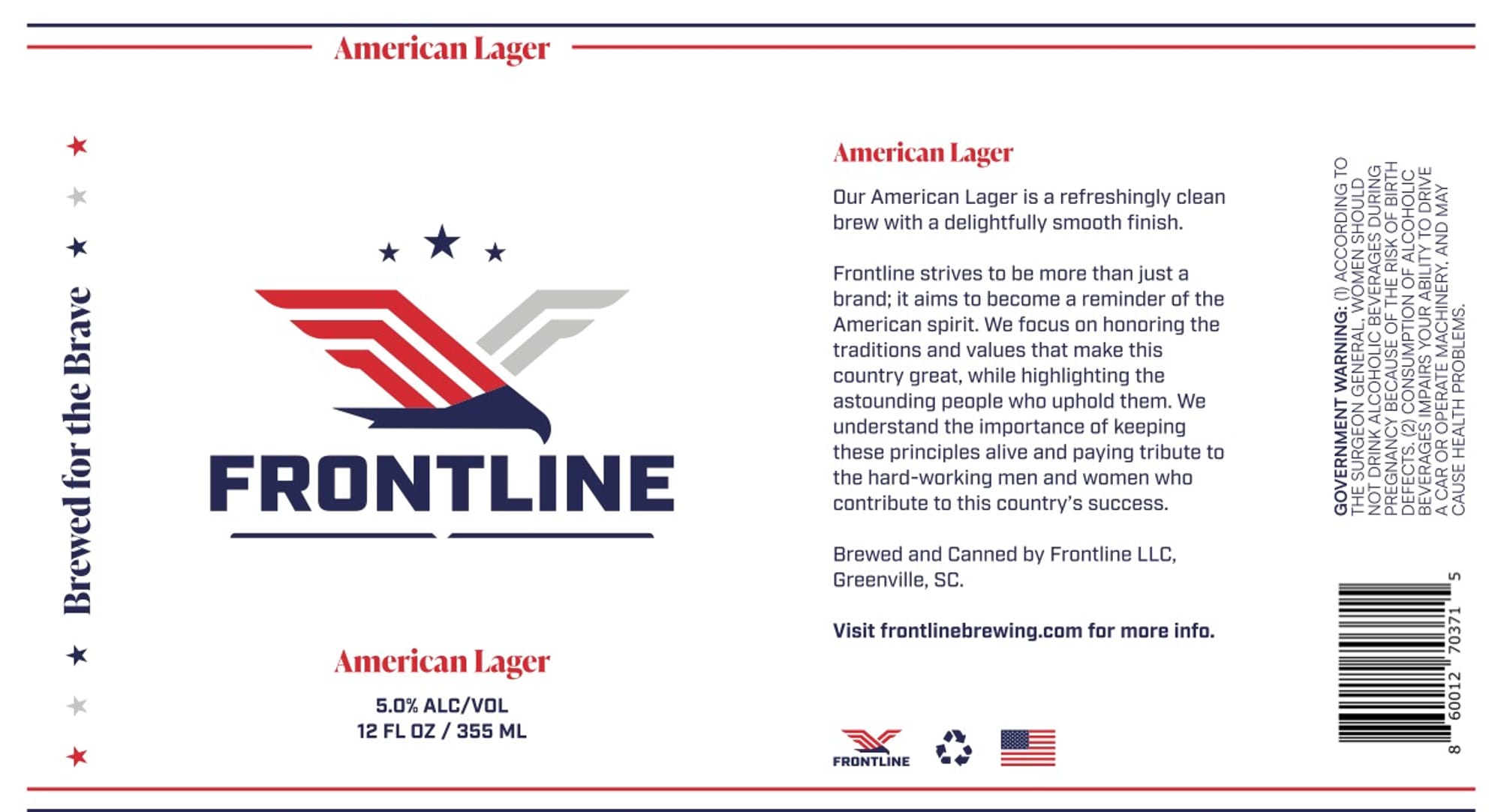 American Lager by Frontline Brewing - beer label