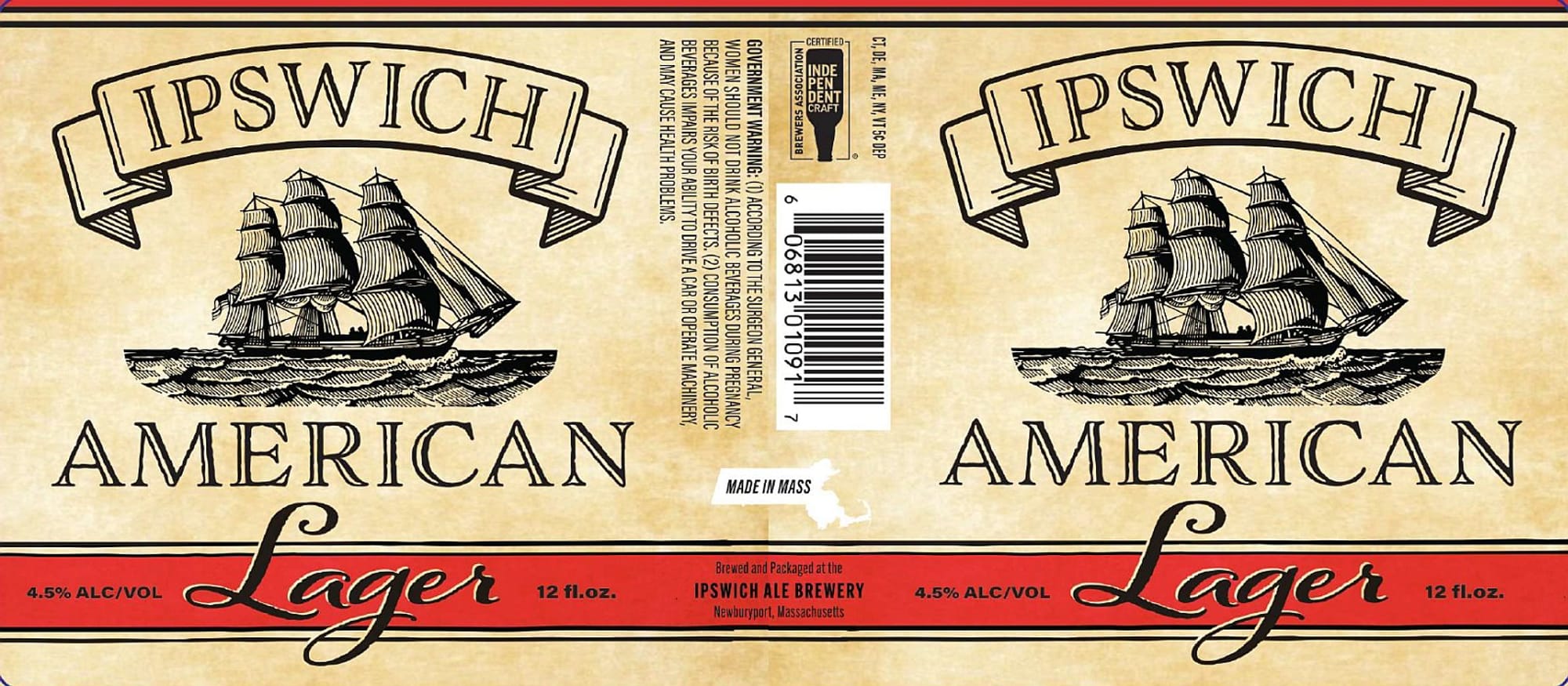 American Lager by Ipswich Ale Brewery - beer label