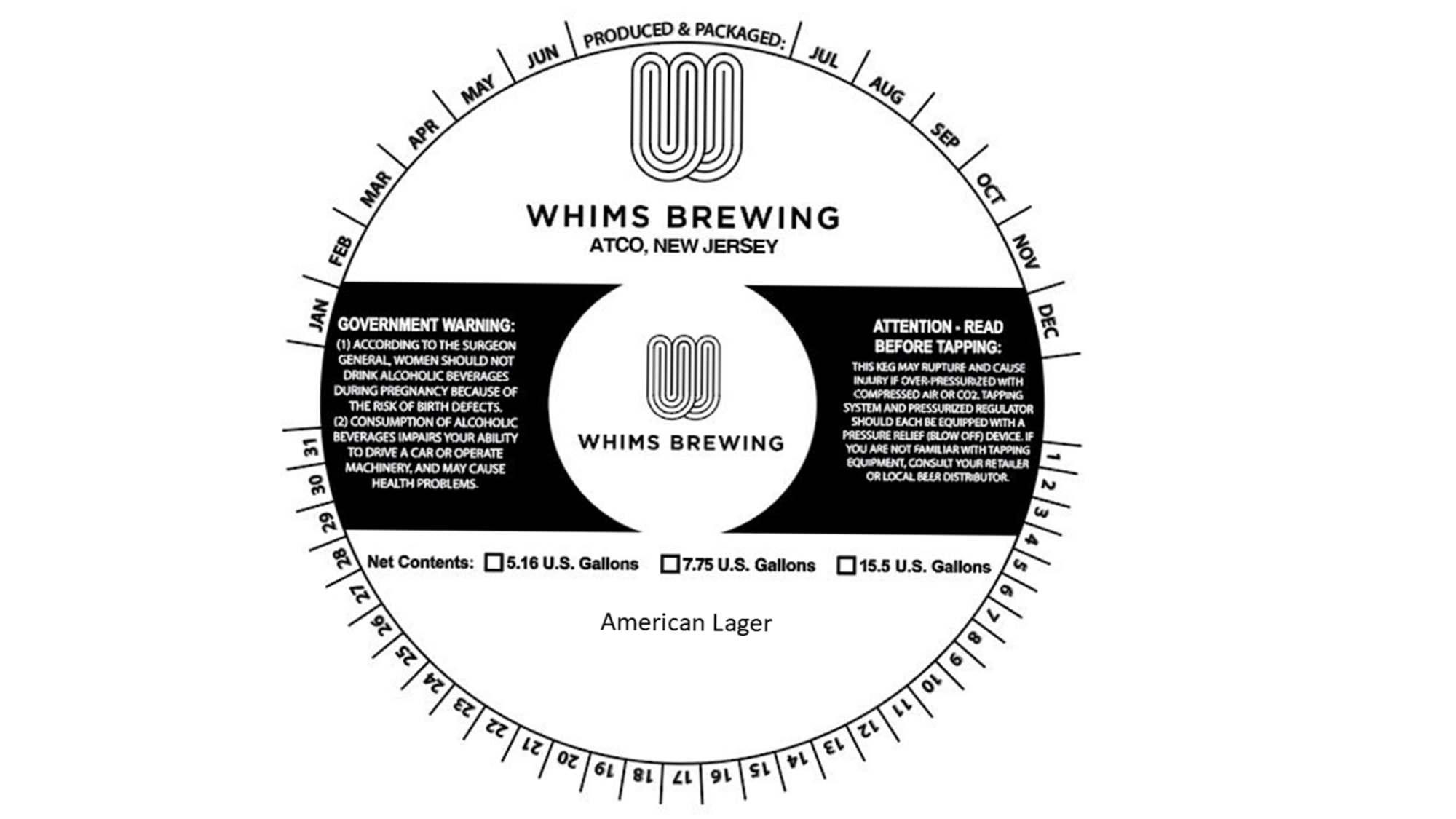 American Lager by Whims Brewing - beer label