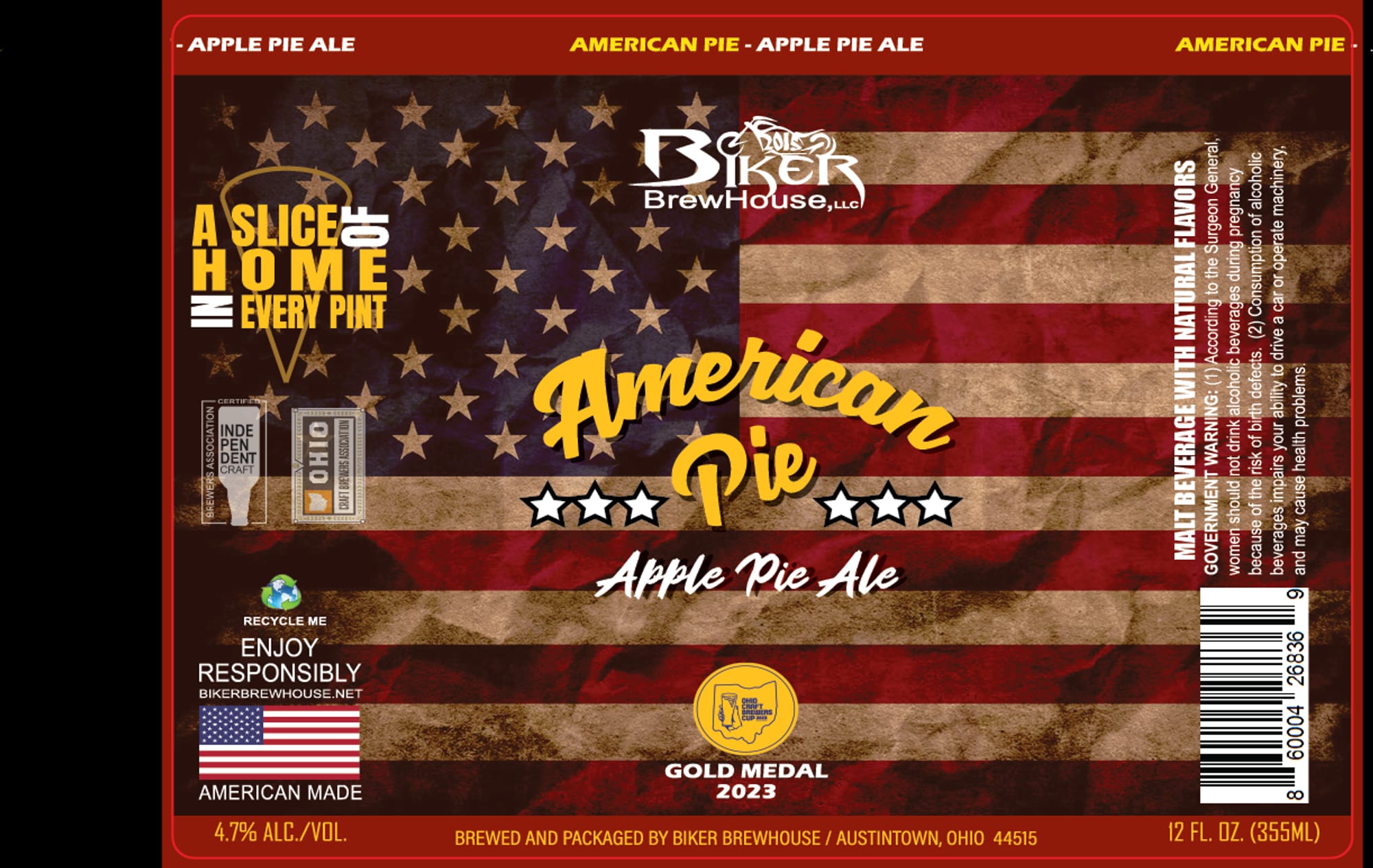 American Pie - Apple Pie Ale by Biker BrewHouse - beer label