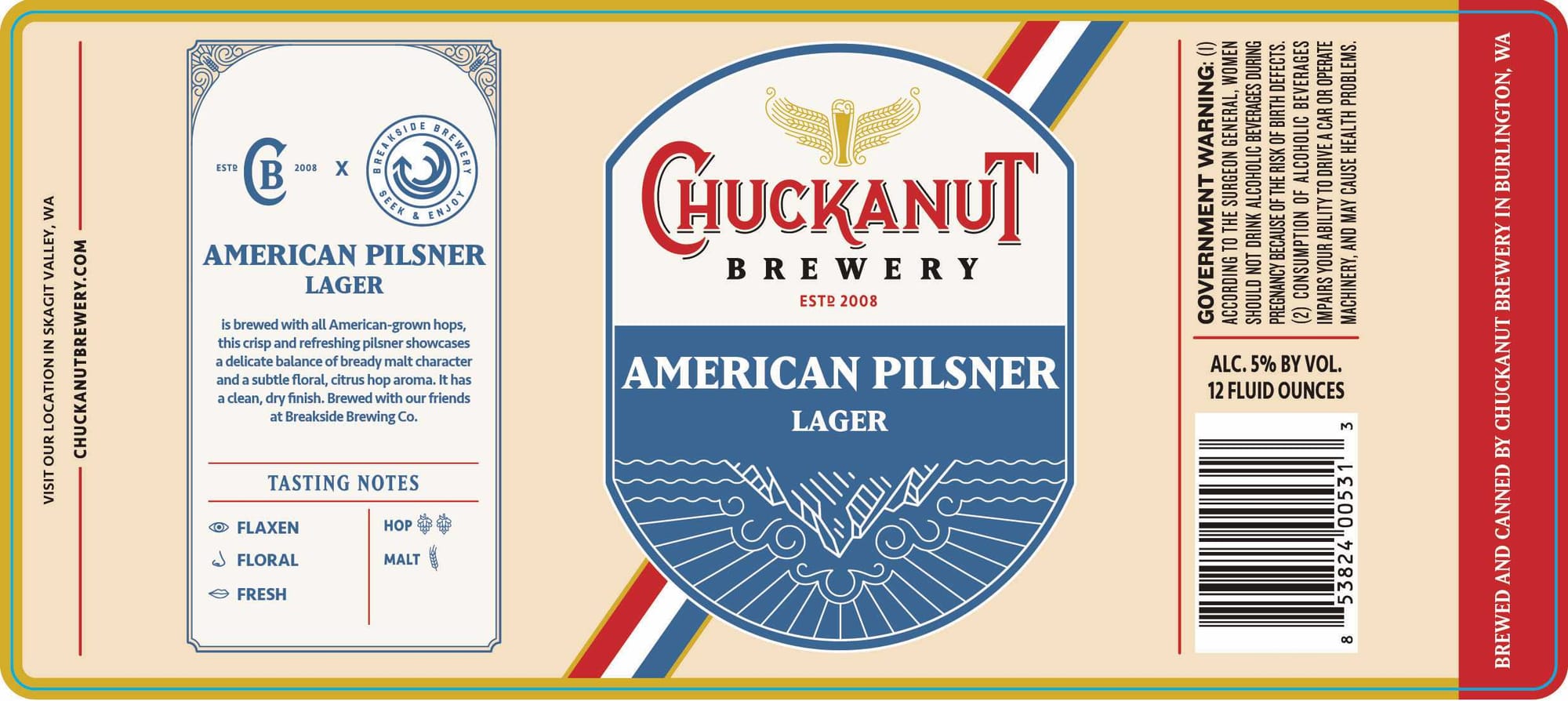 American Pilsner by Chuckanut Brewery - beer label
