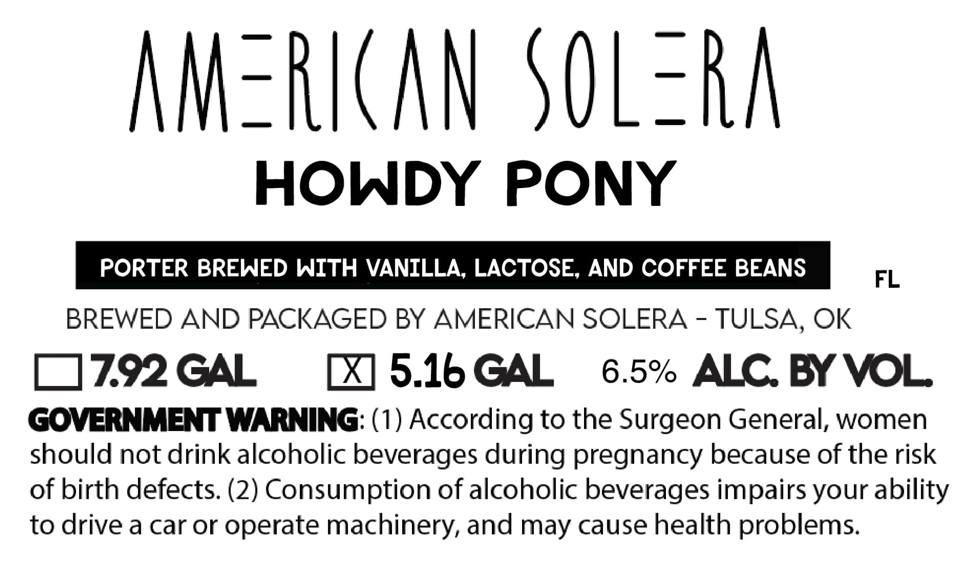 Howdy Pony by American Solera - beer label