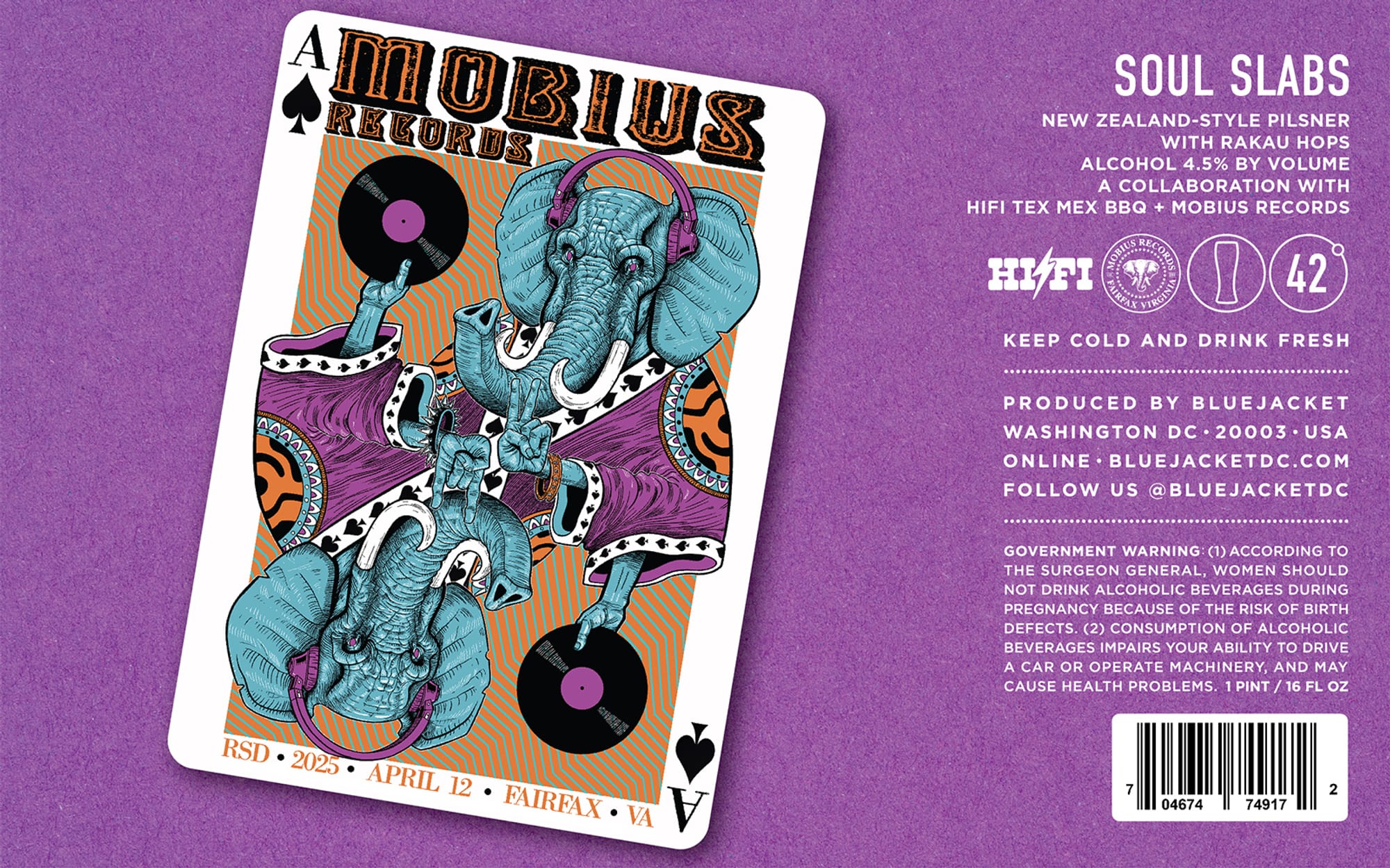 Amobius Records Soul Slabs by Bluejacket - beer label