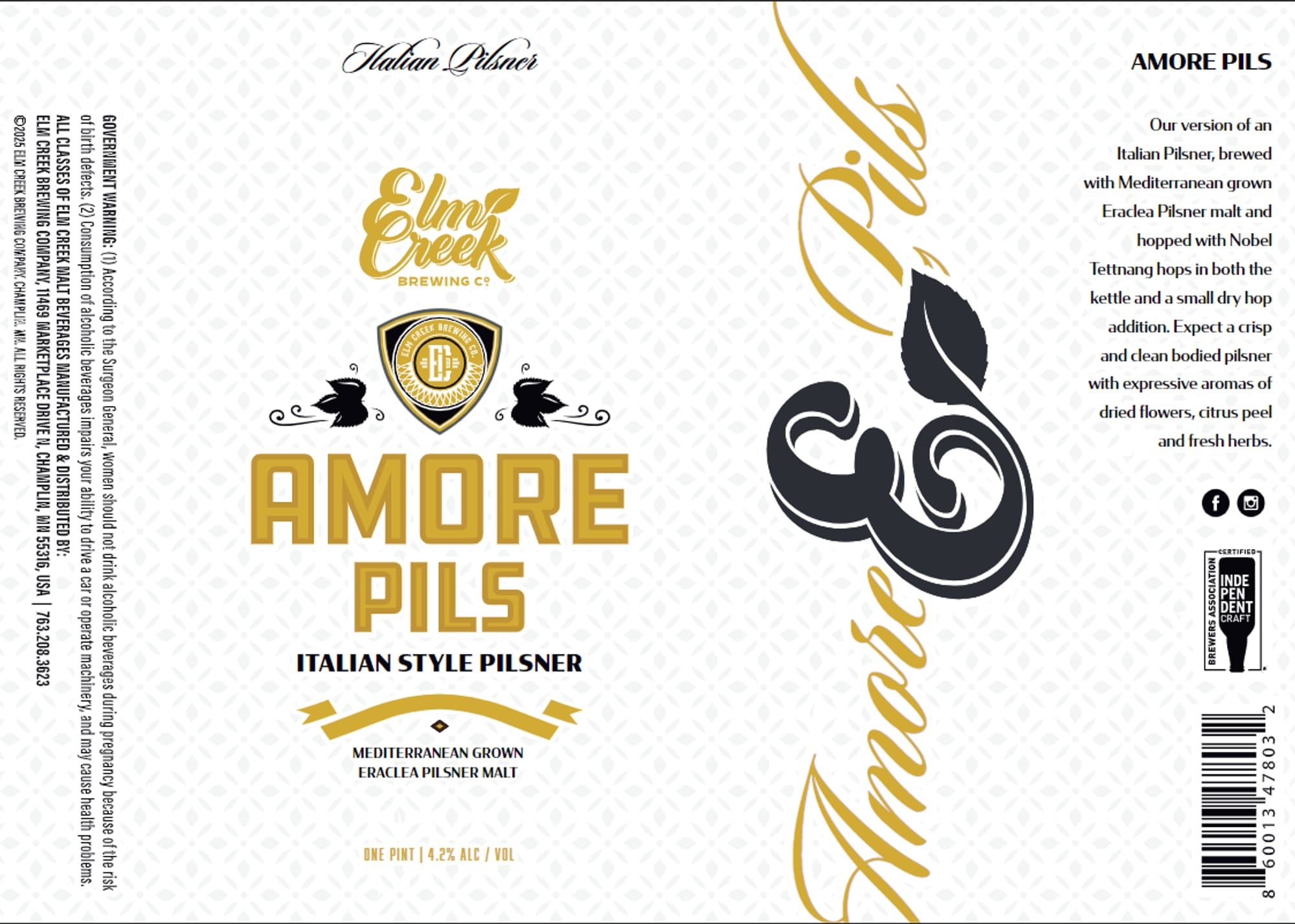 Amore Pils by Elm Creek Brewery - beer label