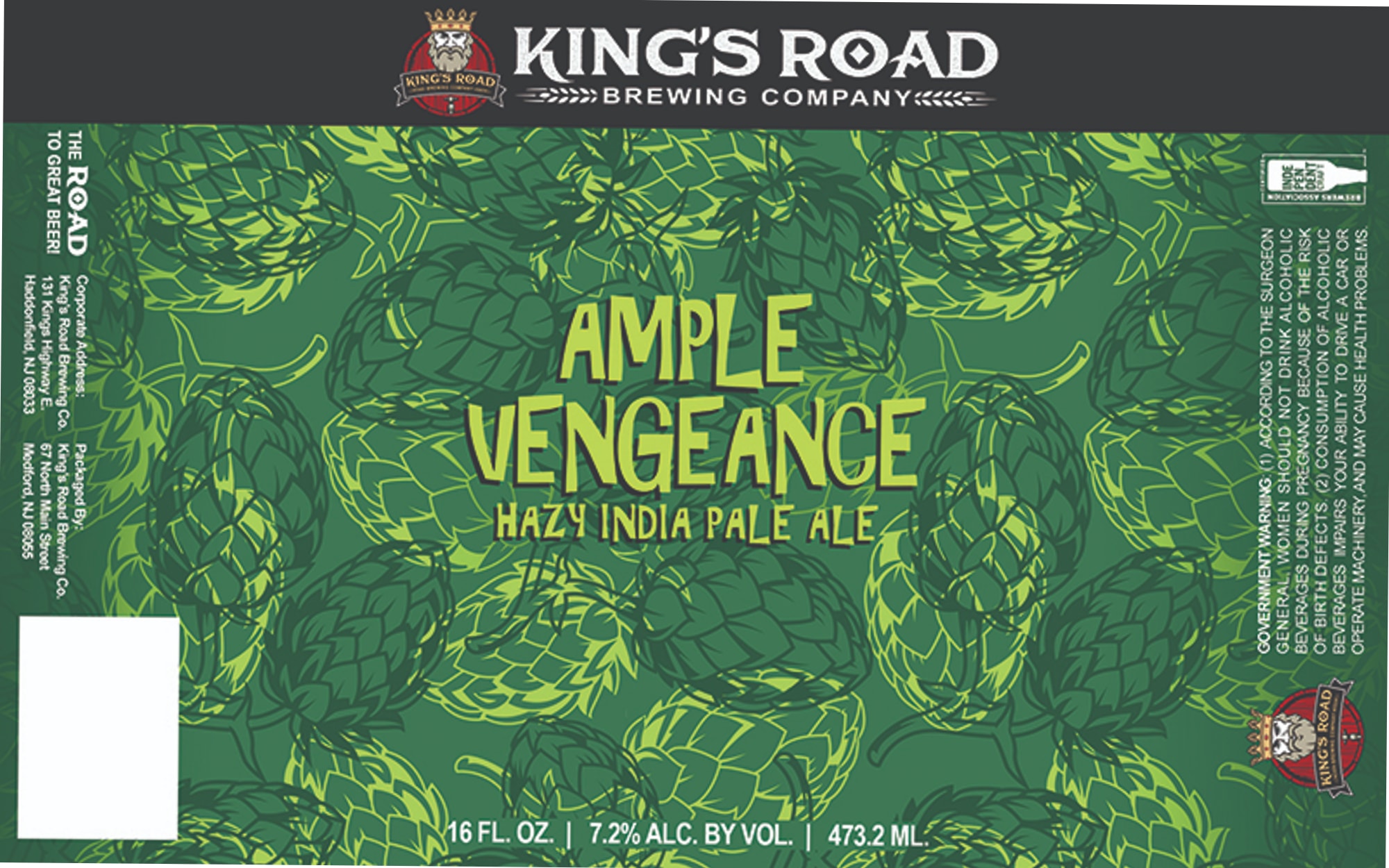 Ample Vengeance by King's Road Brewing Company - beer label