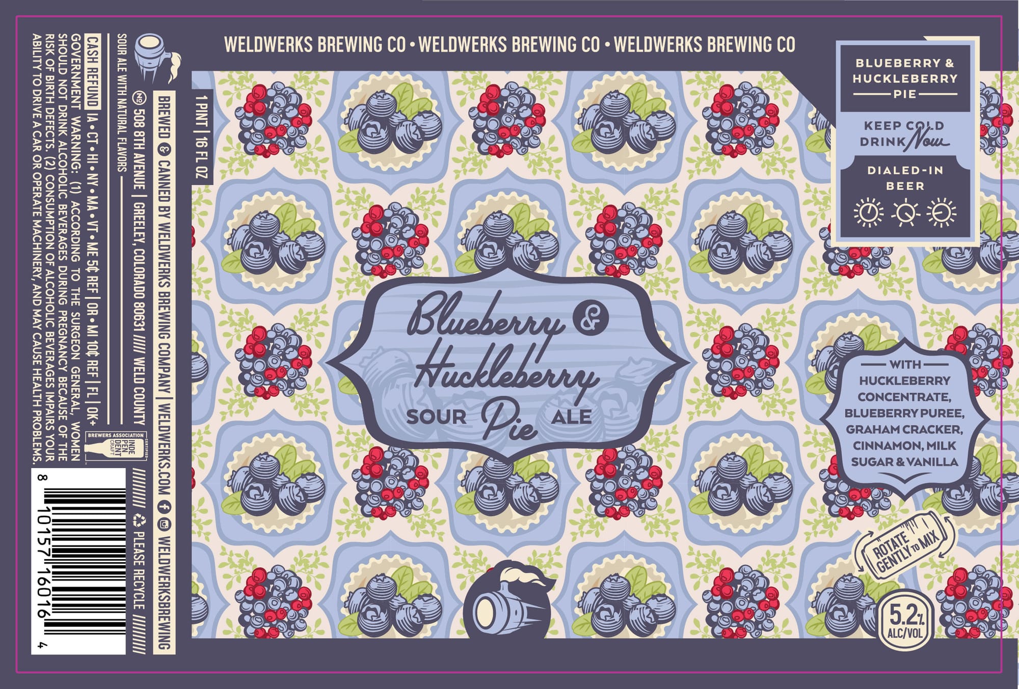 Blueberry Huckleberry Sour Pie by WeldWerks Brewing Co. - beer label