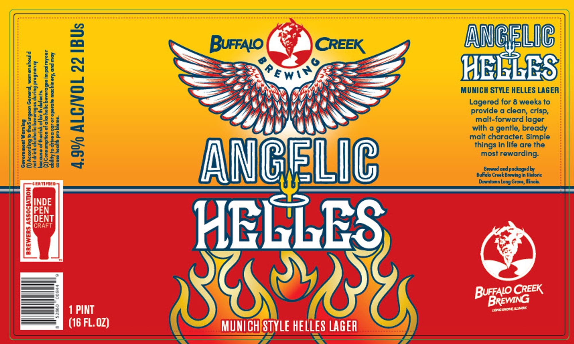 Angelic Helles by Buffalo Creek Brewing - beer label