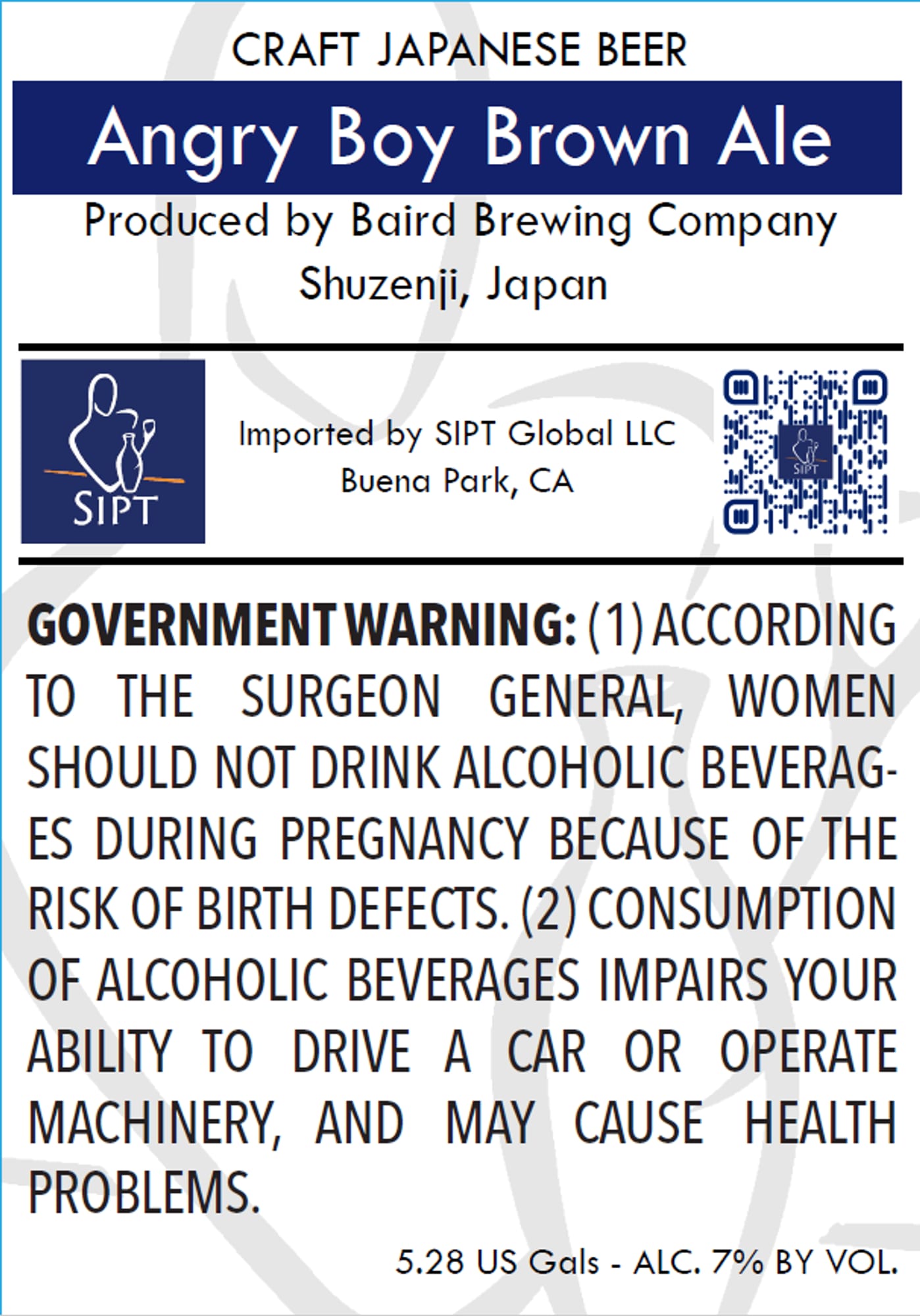 Angry Boy Brown Ale by Baird Brewing Company - beer label