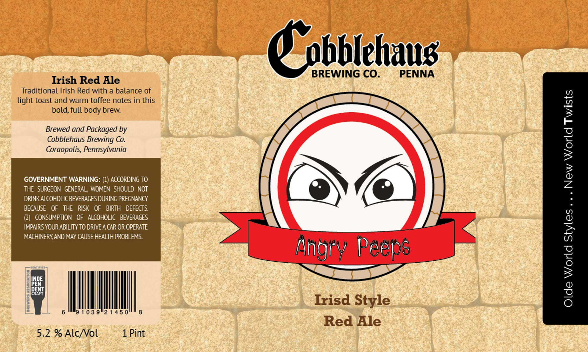Angry Peeps Irish Red Ale by Cobblehaus Brewing Co. - beer label