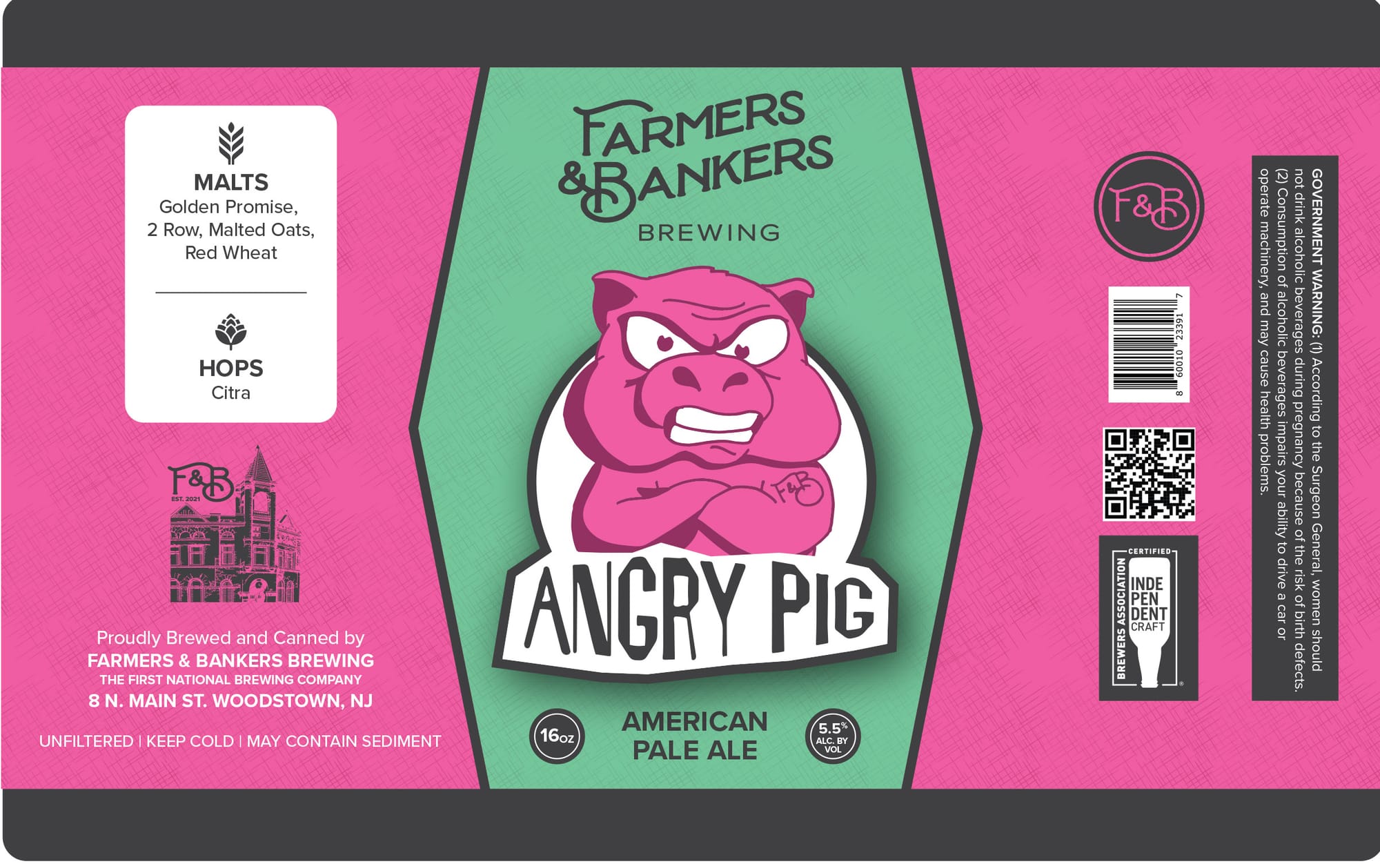 Angry Pig by Farmers & Bankers Brewing - beer label