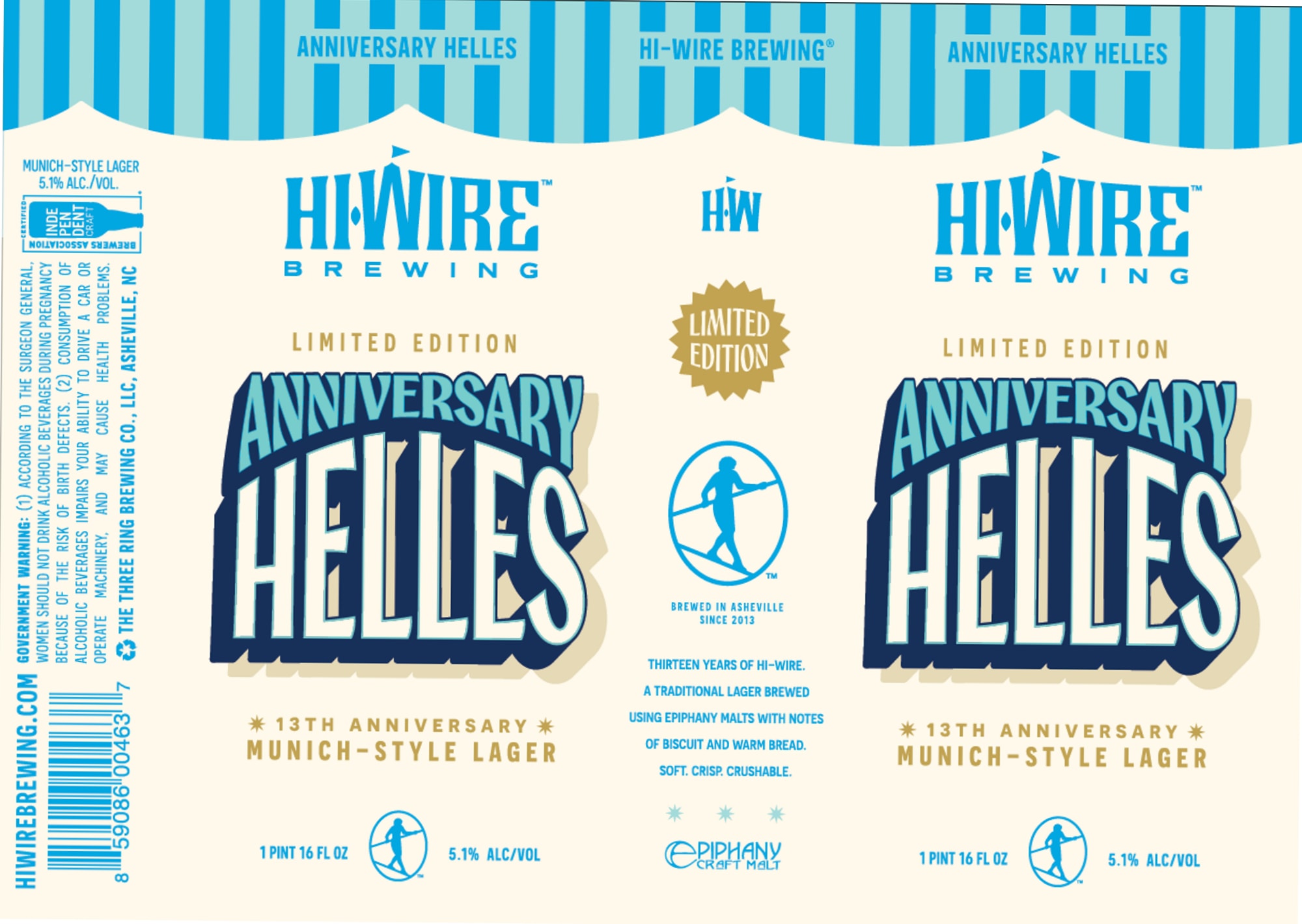 Anniversary Helles by Hi-Wire Brewing - beer label
