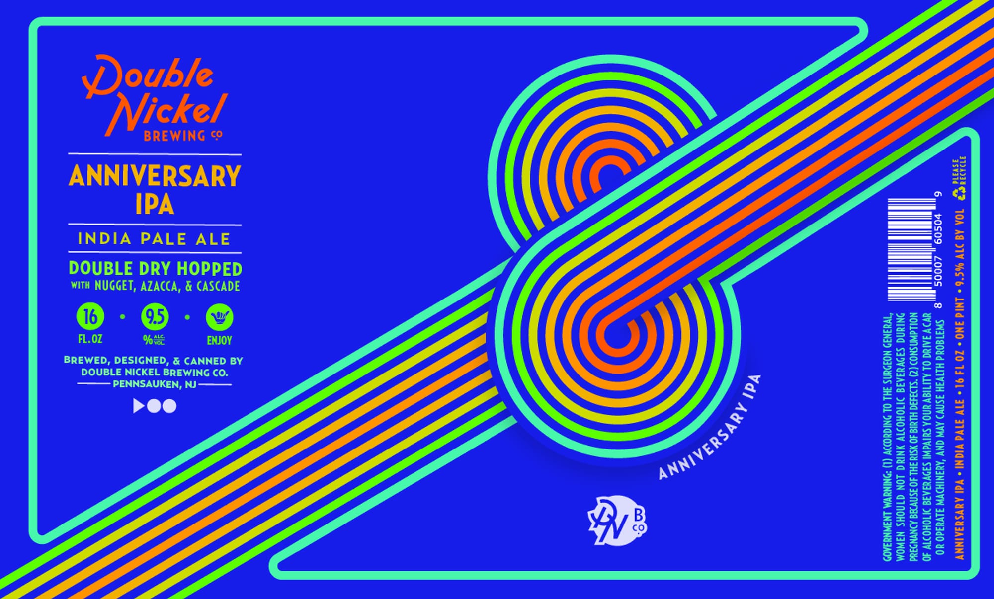 Anniversary IPA by Double Nickel Brewing Co. - beer label
