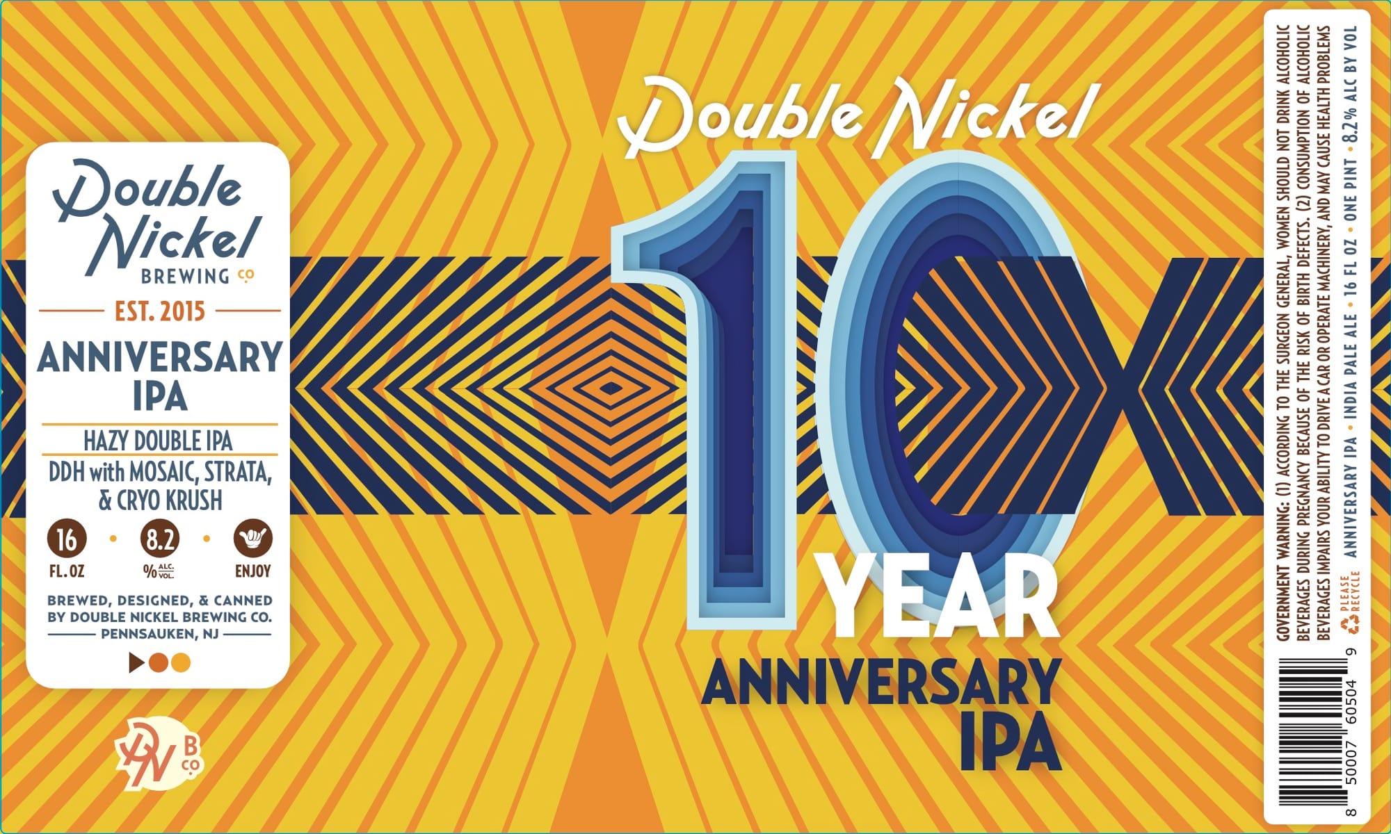 Anniversary IPA by Double Nickel Brewing Co. - beer label