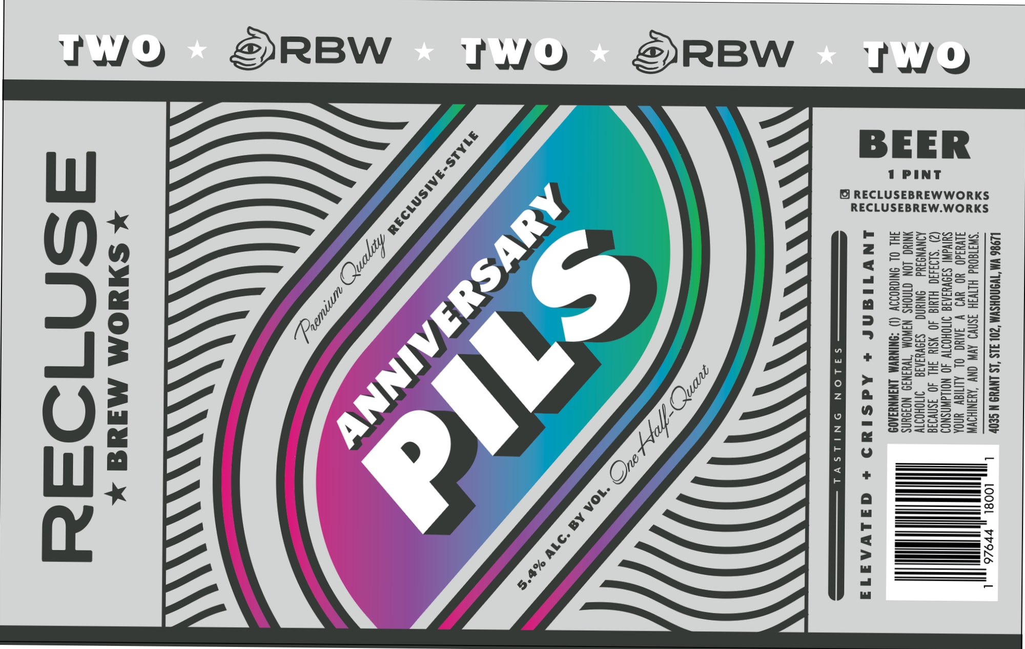 Anniversary Pils by Reclusive Brew Works - beer label