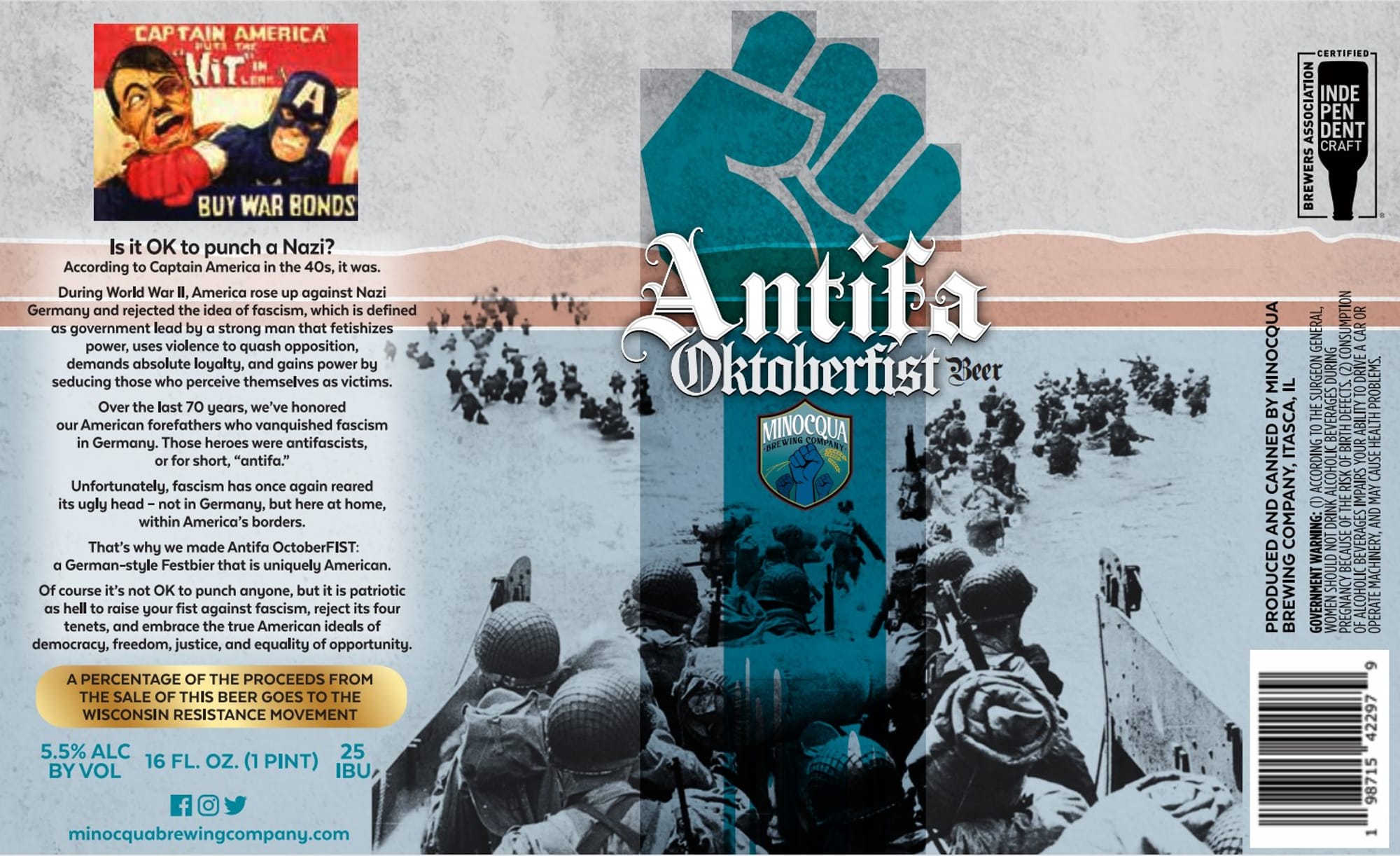 Antifa Oktoberfest by Minocqua Brewing Company - beer label
