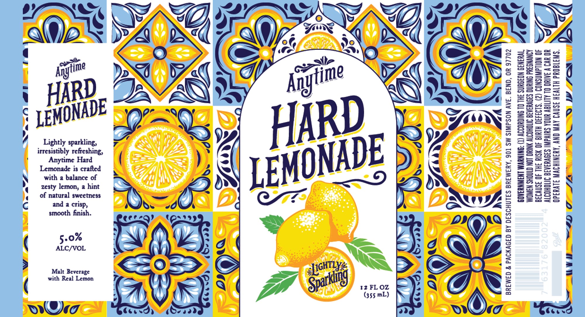Anytime Hard Lemonade by Deschutes Brewery - beer label