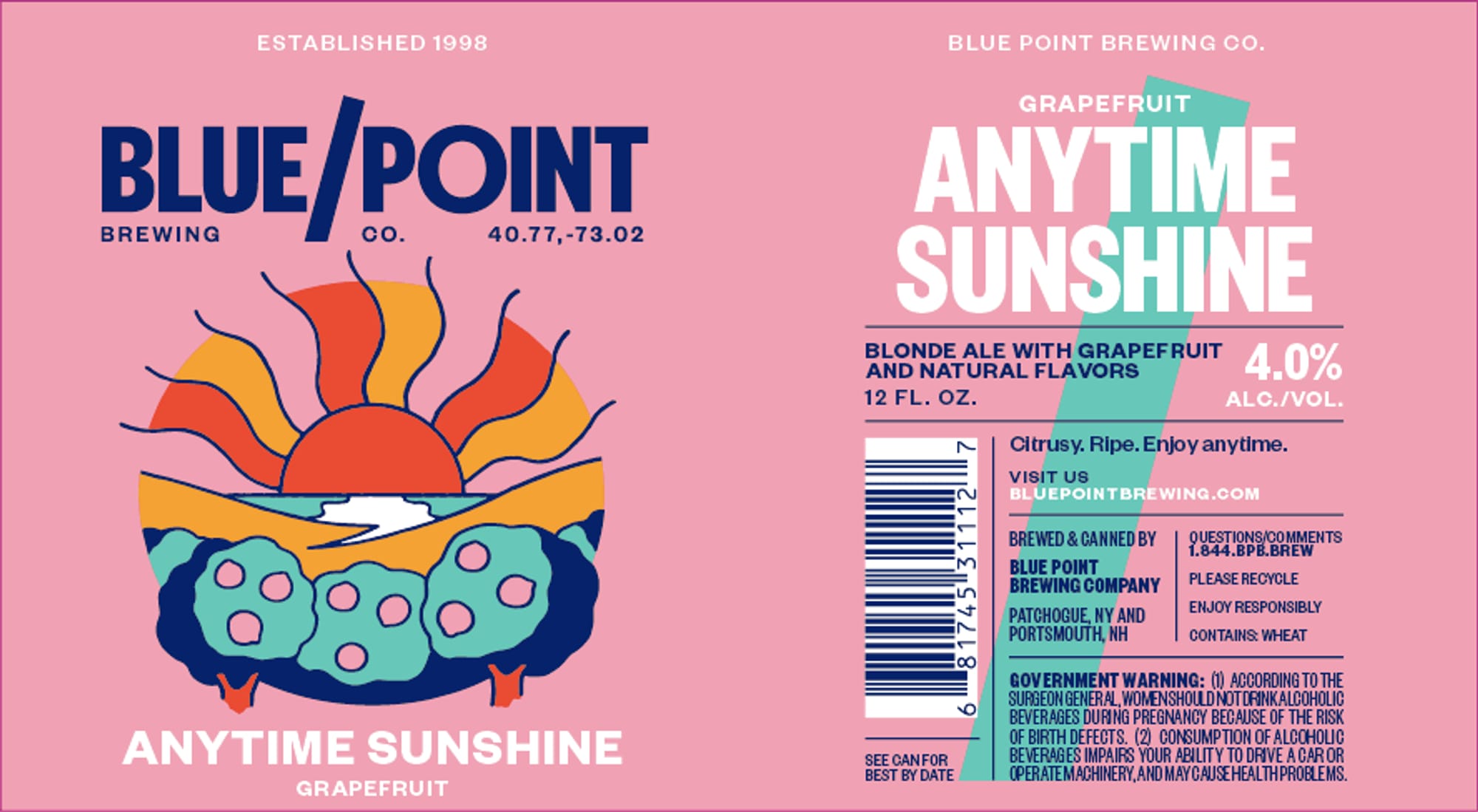 Anytime Sunshine by Blue Point Brewing Co. - beer label