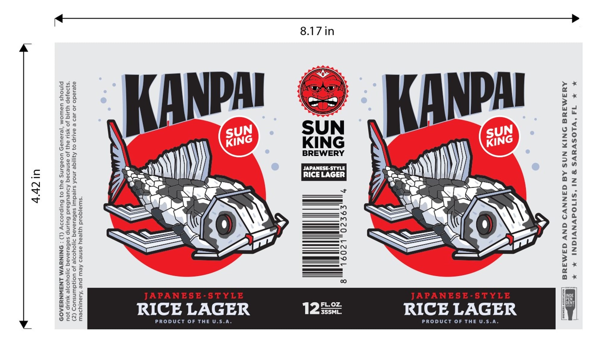 Kanpai Rice Lager by Sun King Brewery - beer label