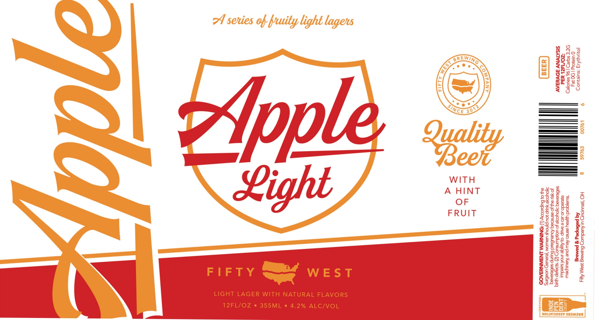 Apple Light by Fifty West Brewing Company - beer label