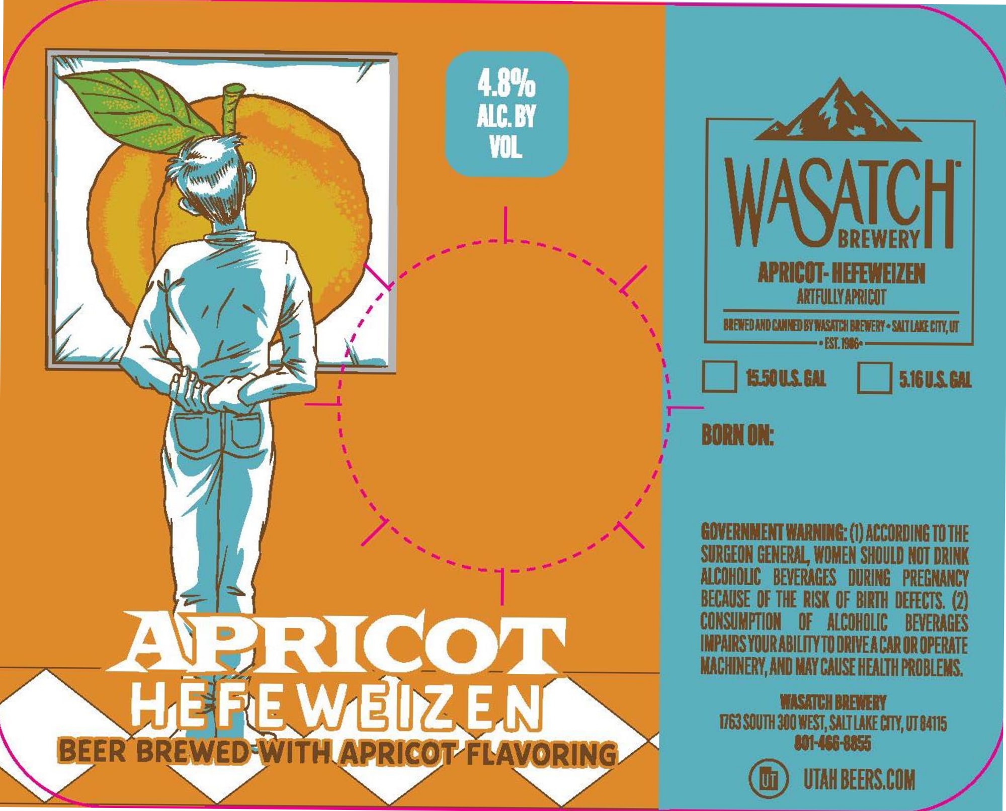 Apricot Hefeweizen by Wasatch Brewery - beer label