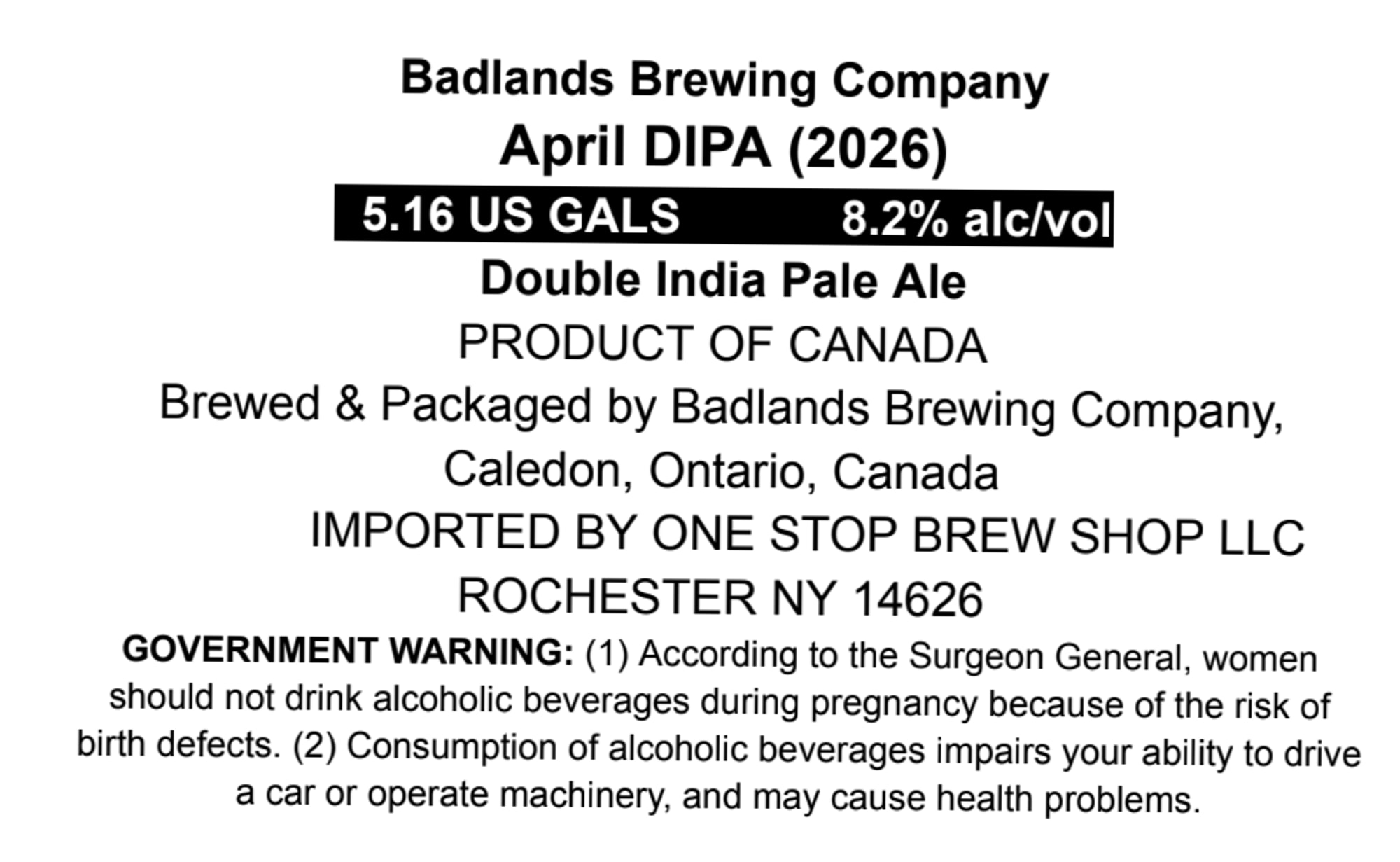 April DIPA (2026) by Badlands Brewing Company - beer label