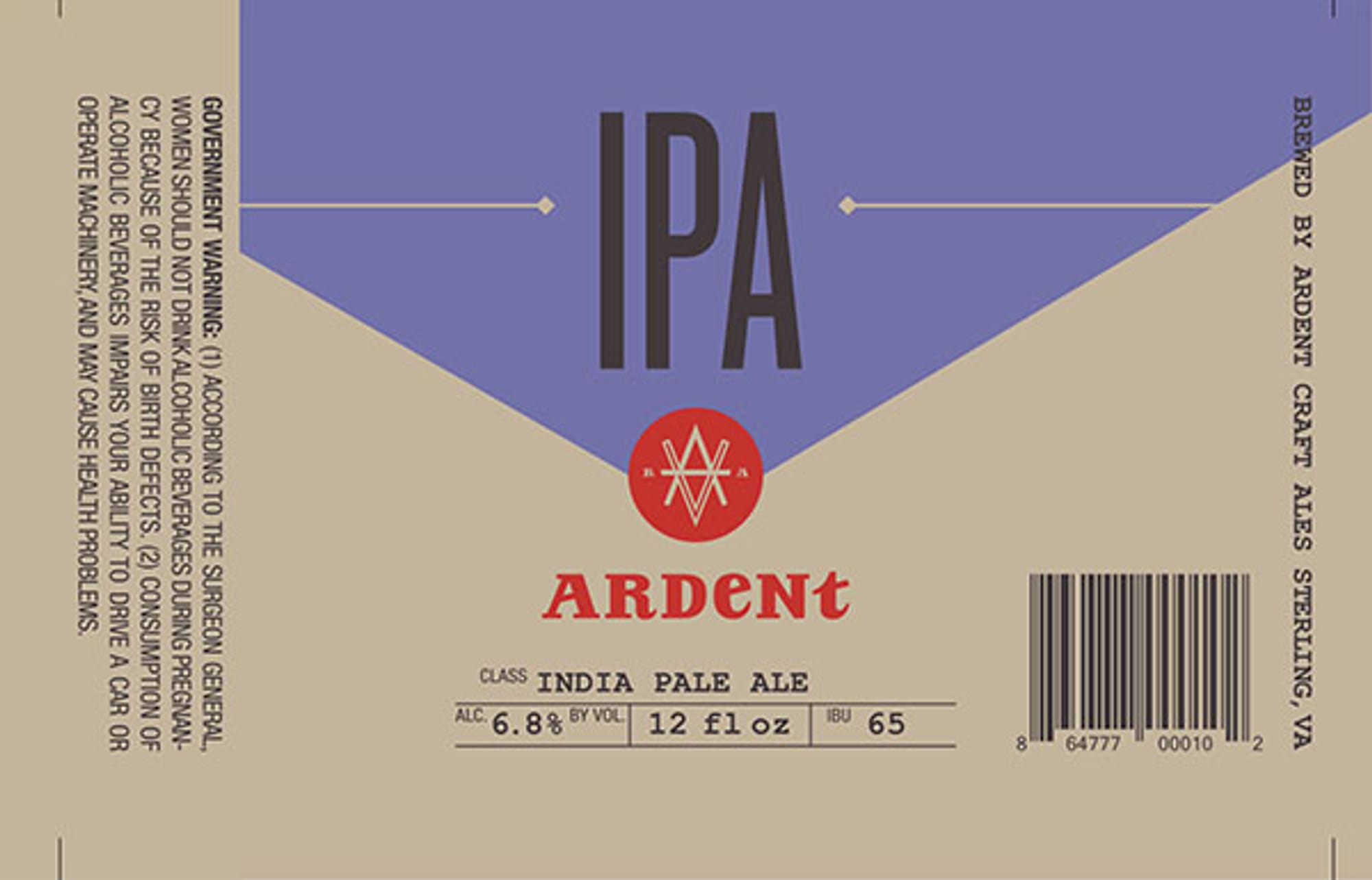 IPA by Ardent Craft Ales - beer label