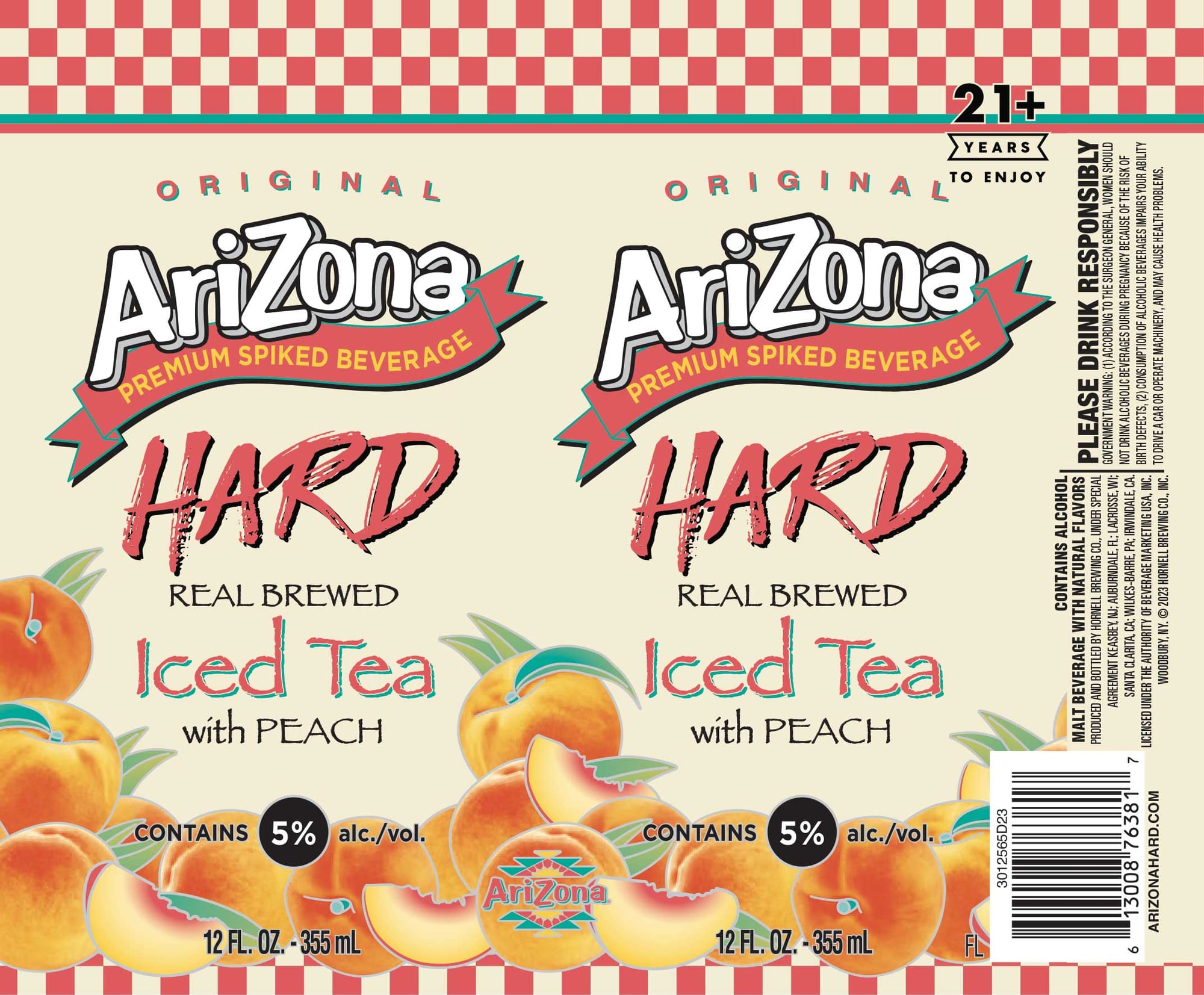 Arizona Hard Peach Iced Tea by Hornell Brewing Co. - beer label
