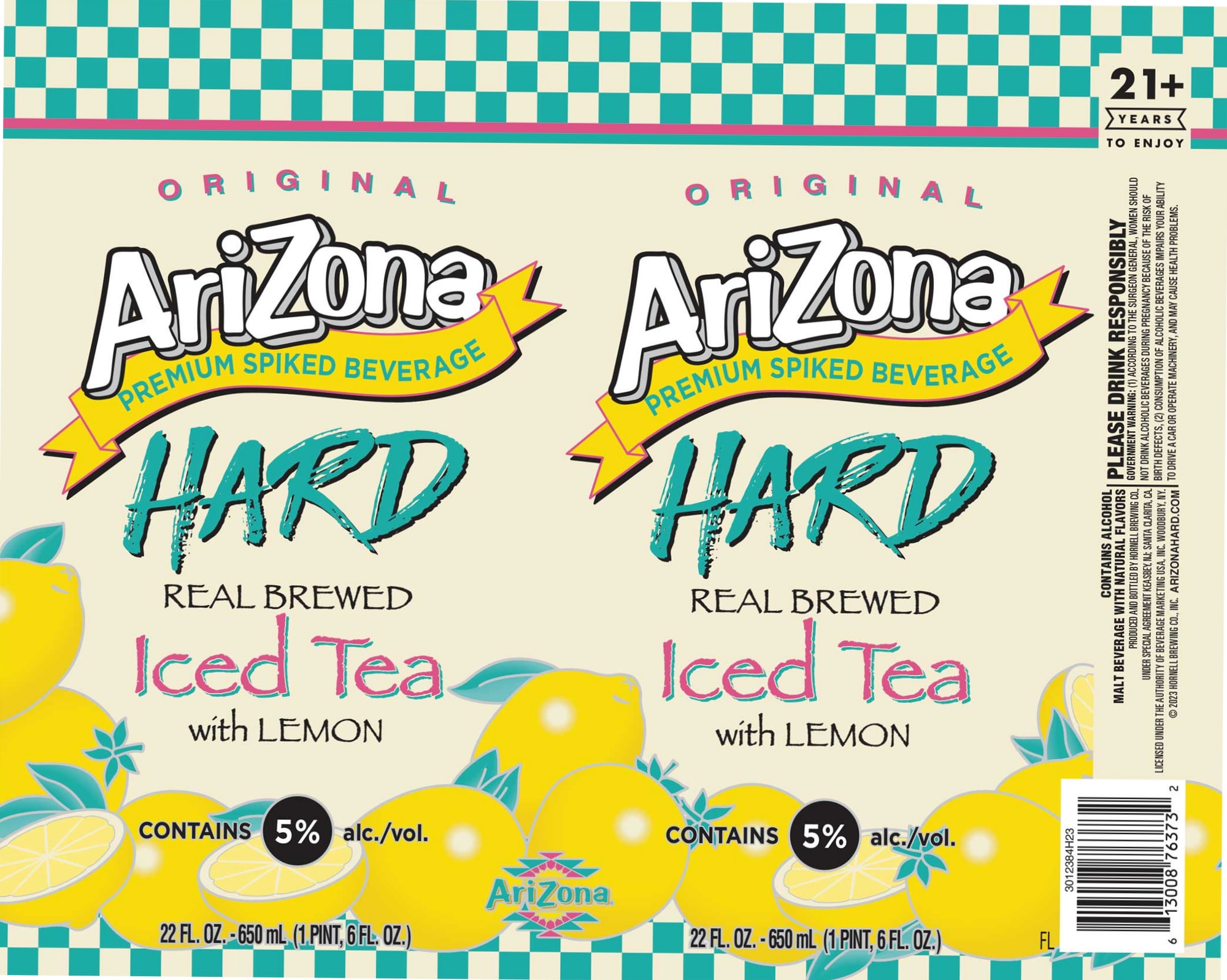 Arizona Hard Iced Tea with Lemon by Arizona Beverage Co. - beer label