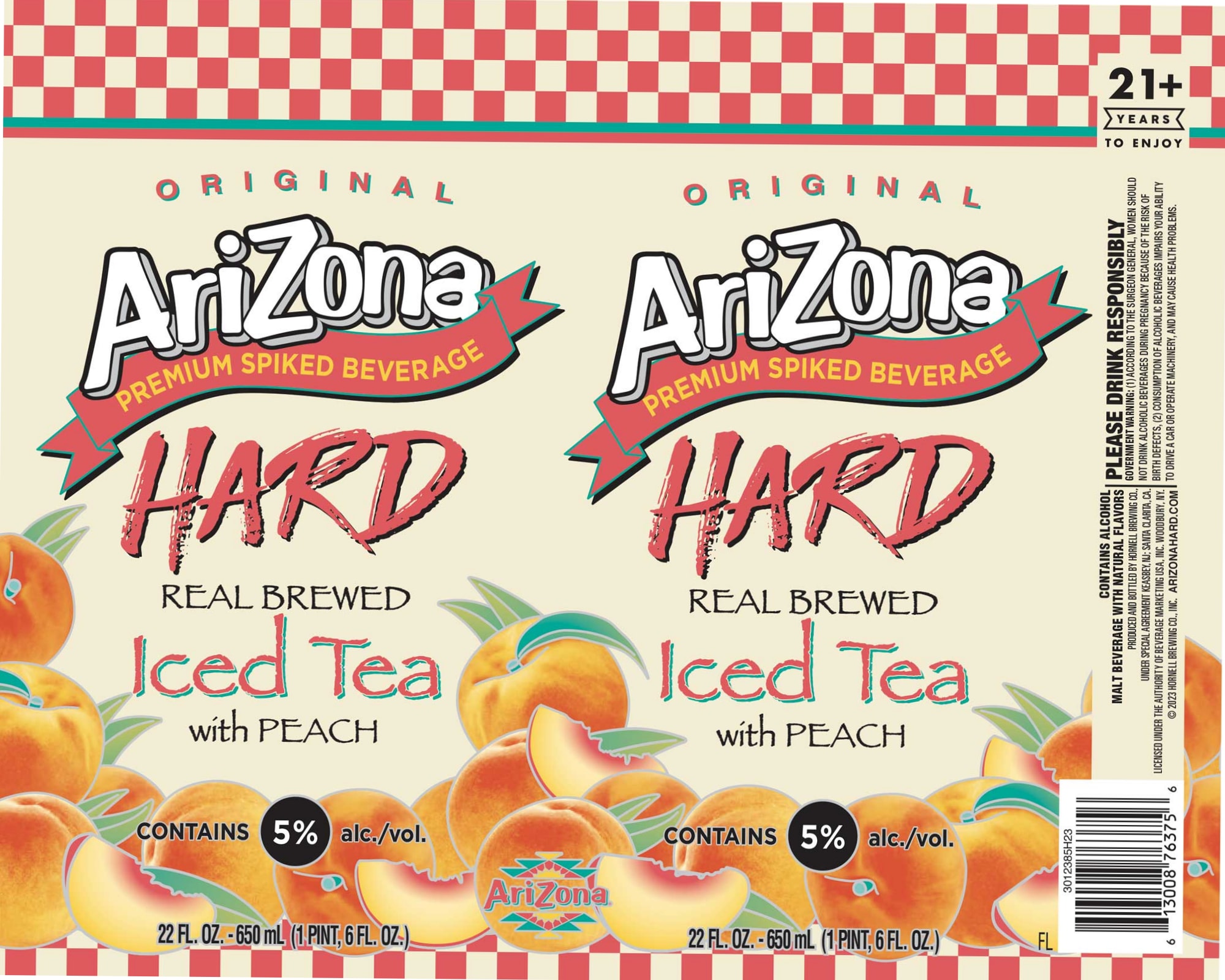 Arizona Hard Peach Iced Tea by Barnwood Brewing Co. - beer label