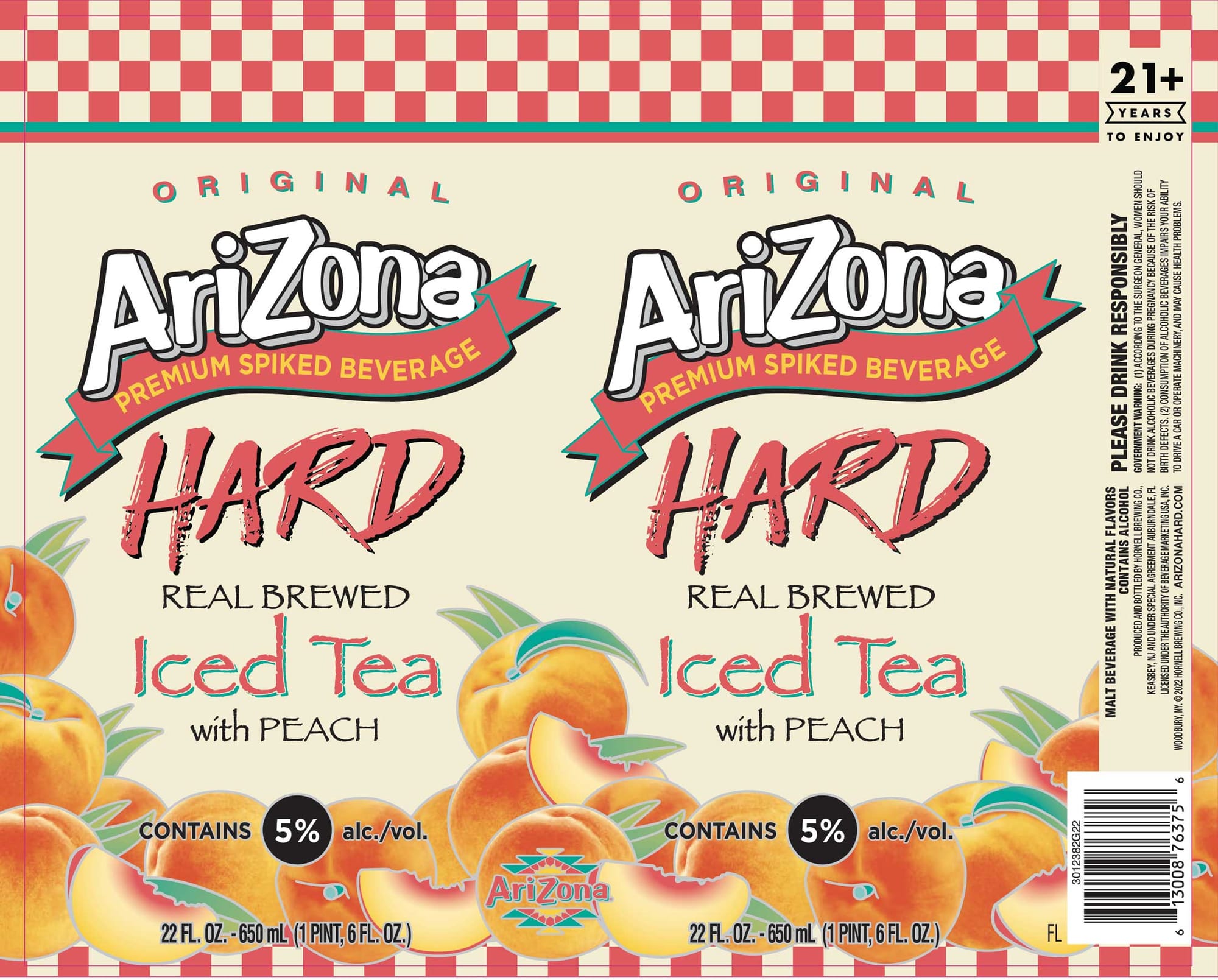 Arizona Hard Peach Iced Tea by Kassey Karls/Arizona Beverage Co. - beer label