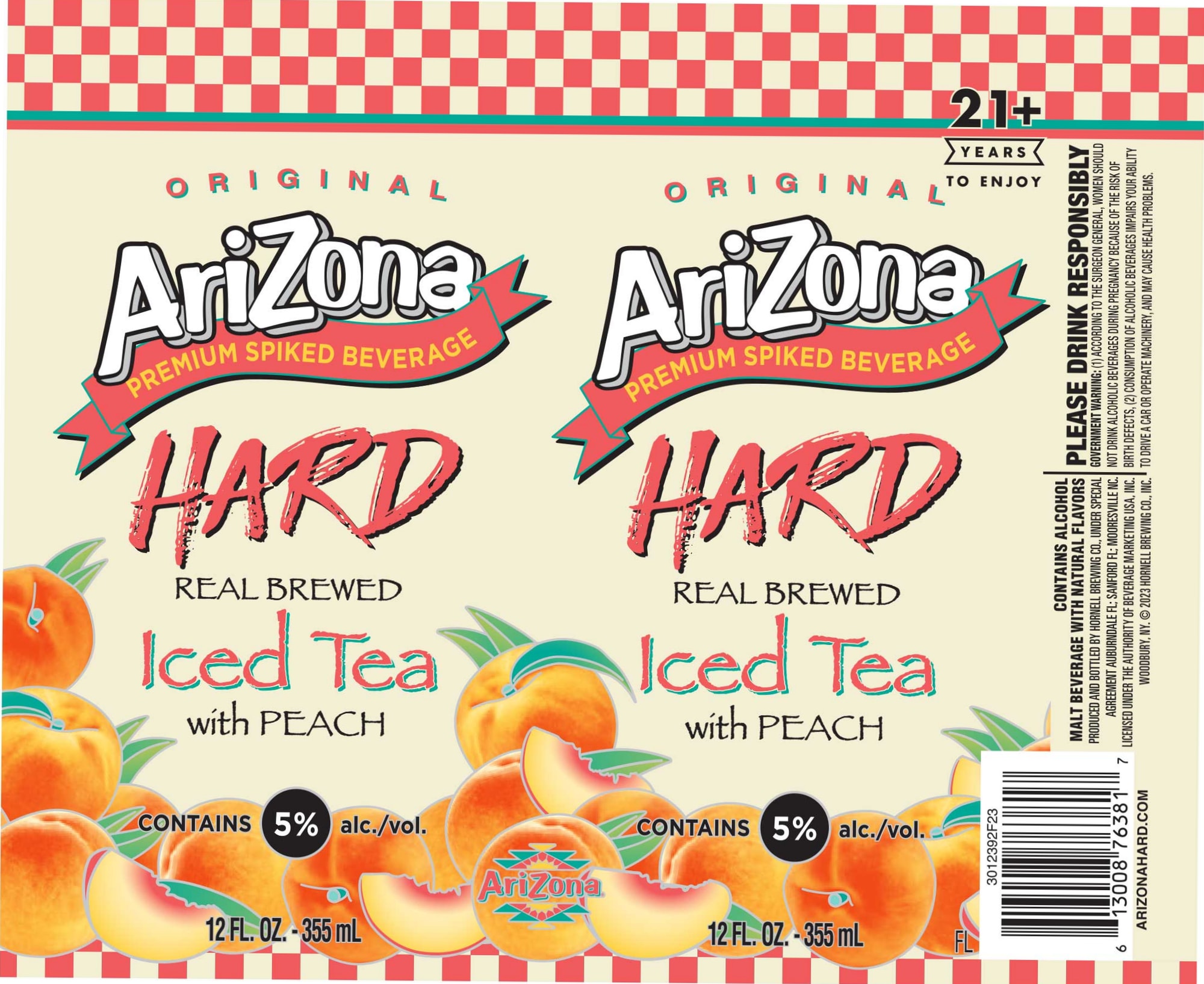 Arizona Hard Peach Tea by Arizona Beverages - beer label