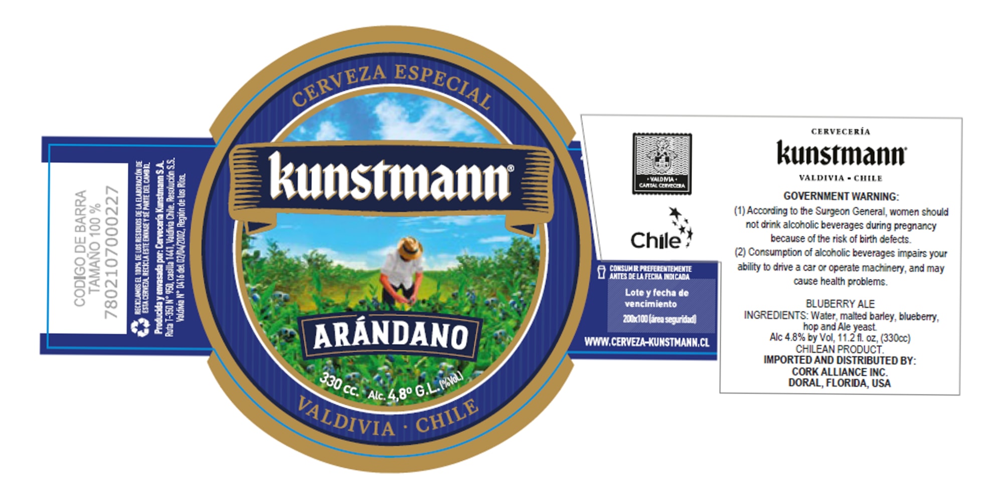 Arándano Blueberry Ale by Kunstmann - beer label
