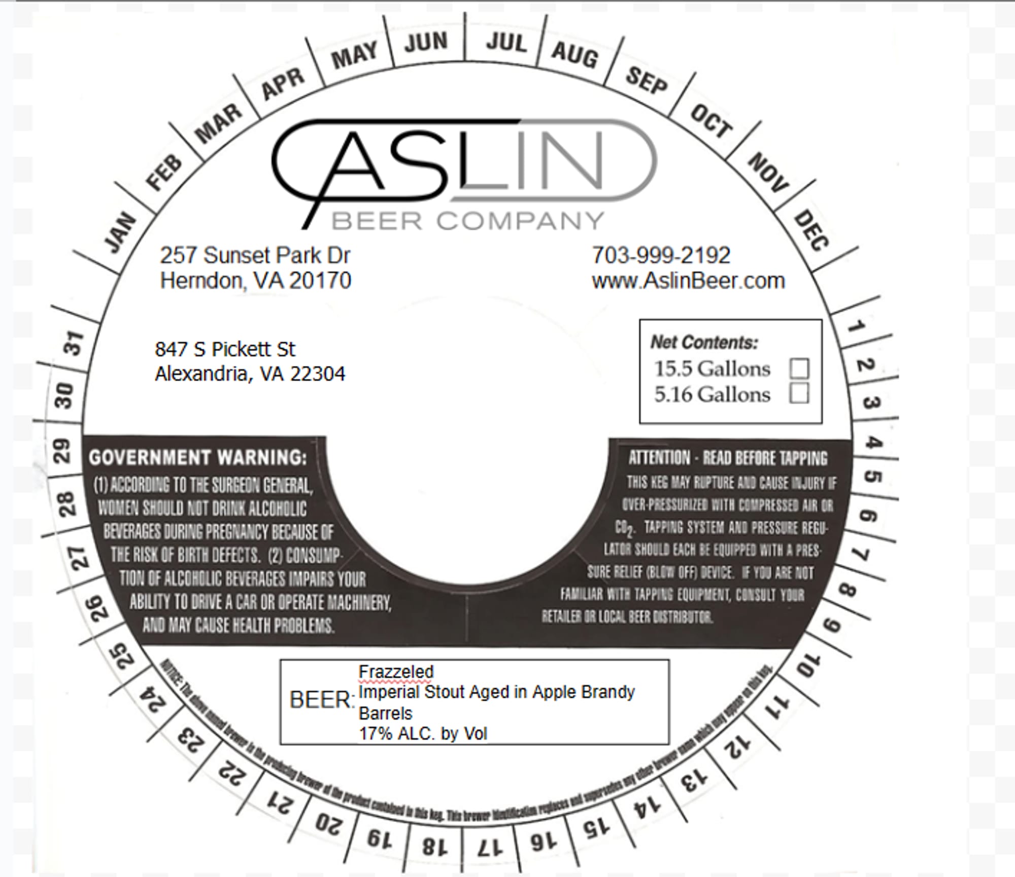 Frazzled by Aslin Beer Company - beer label