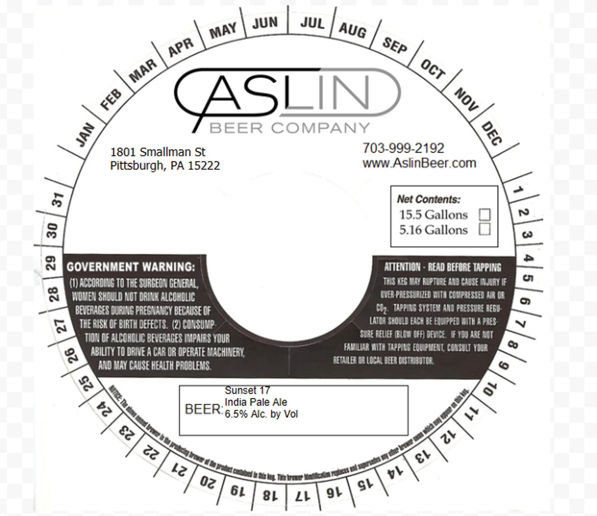 Sunset 17 by Aslin Beer Company - beer label