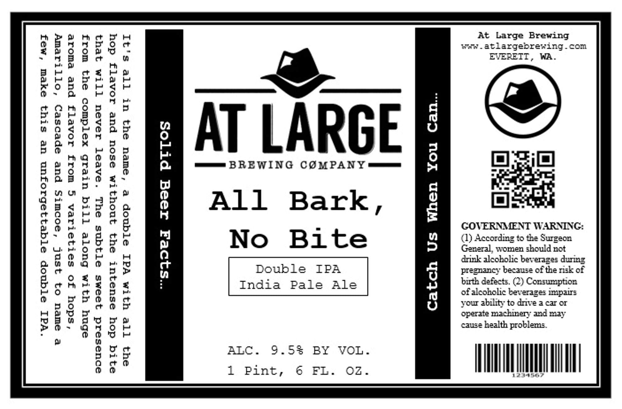 All Bark, No Bite by At Large Brewing Company - beer label