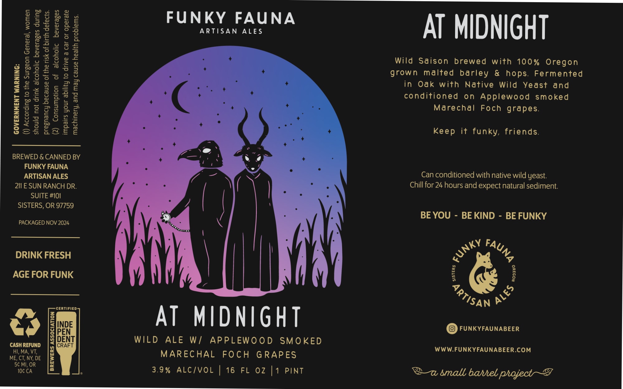 At Midnight by Funky Fauna Artisan Ales - beer label