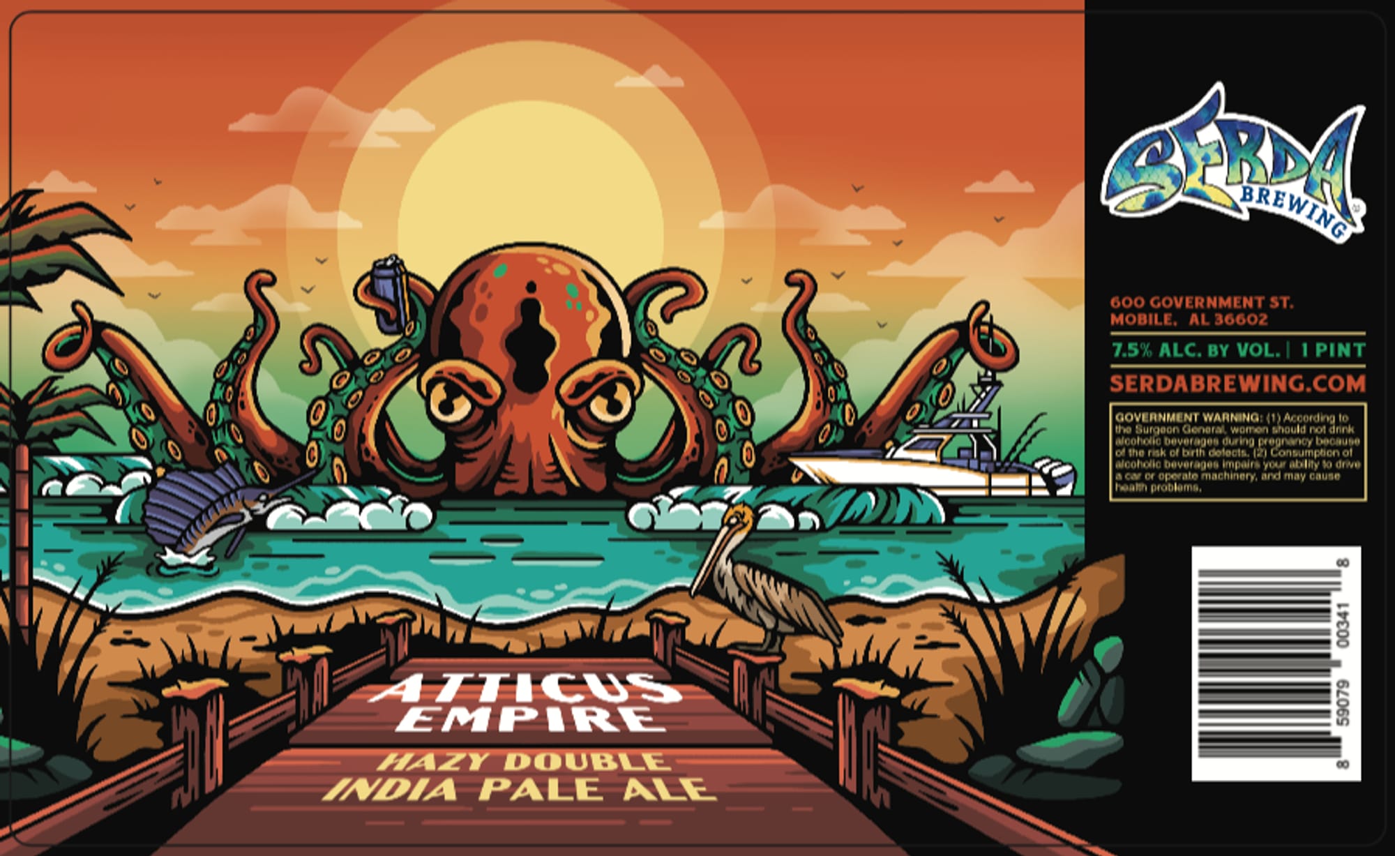 Atticus Hazy Double India Pale Ale by Serdabrewing - beer label