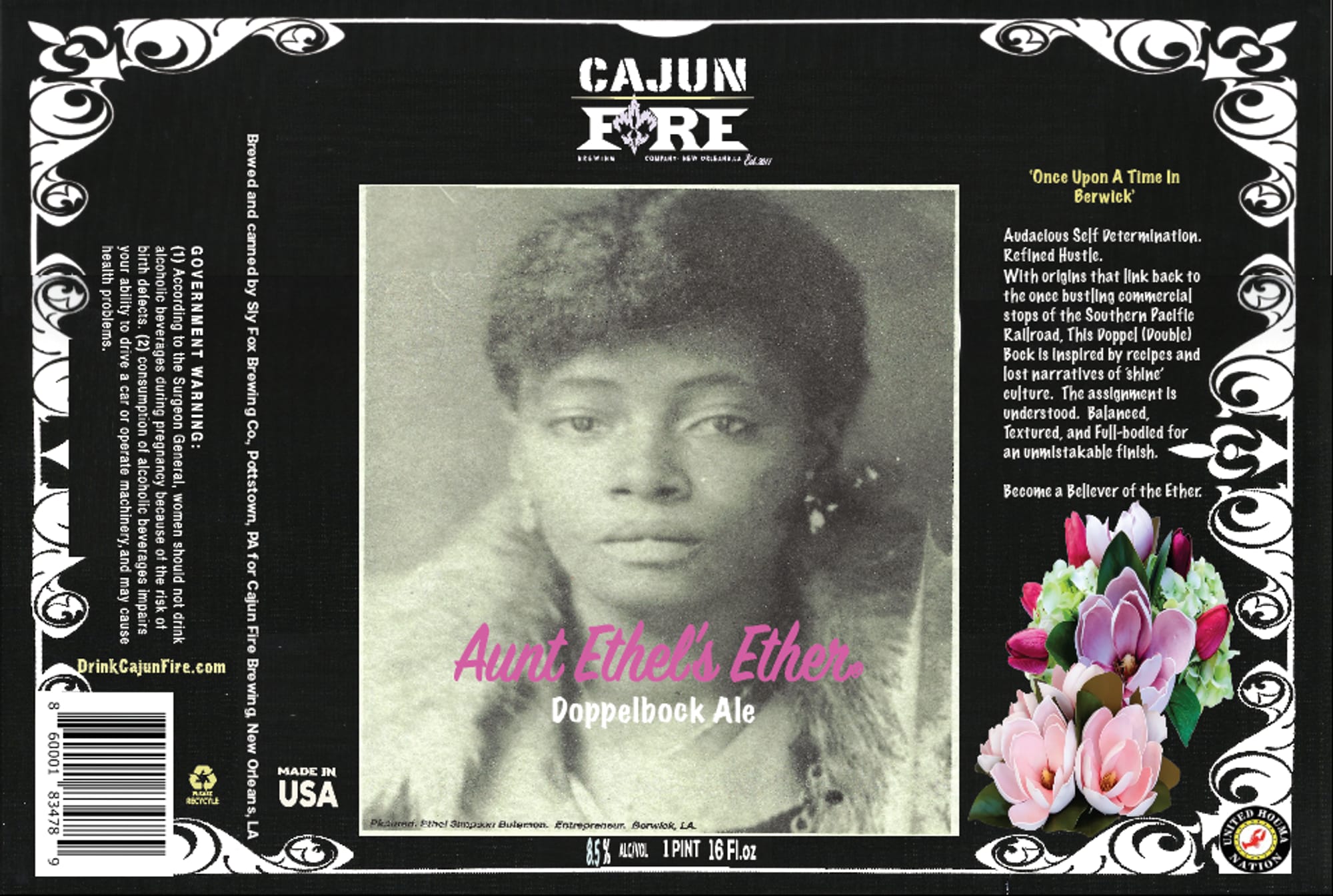 Aunt Ethel’s Ether Doppelbock Ale by Cajun Fire Brewing Co. - beer label