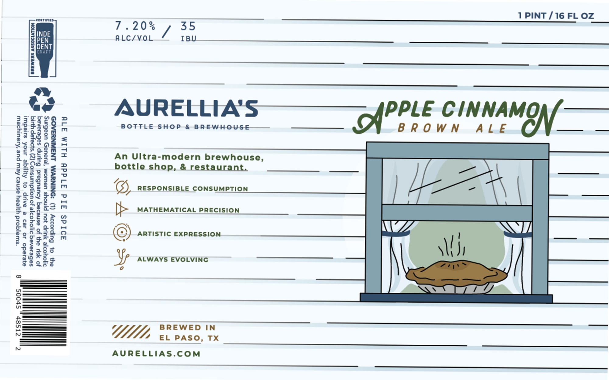 Aurellia’s Apple Cinnamon Brown Ale by Aurellia’s - beer label