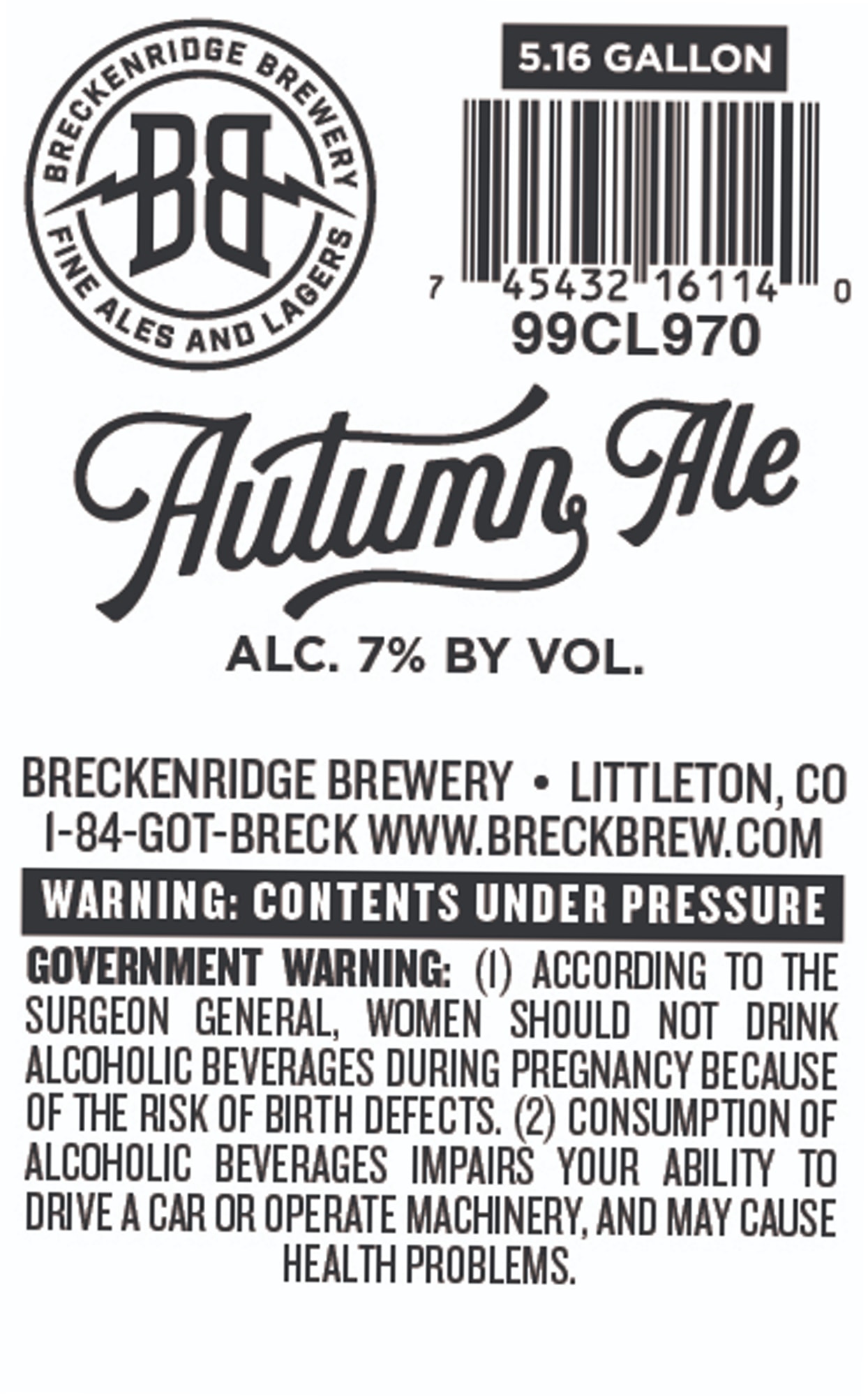 Autumn Ale by Breckenridge Brewery - beer label
