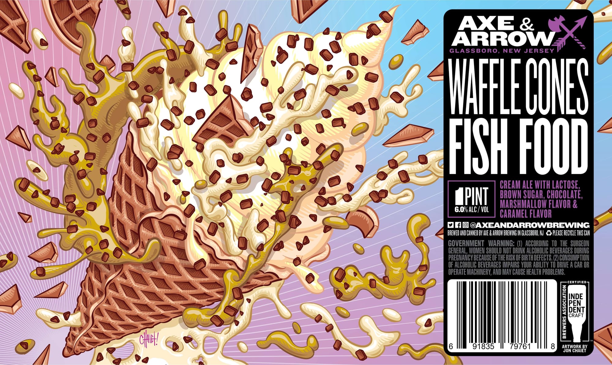 Waffle Cones Fish Food by Axe & Arrow Brewing - beer label